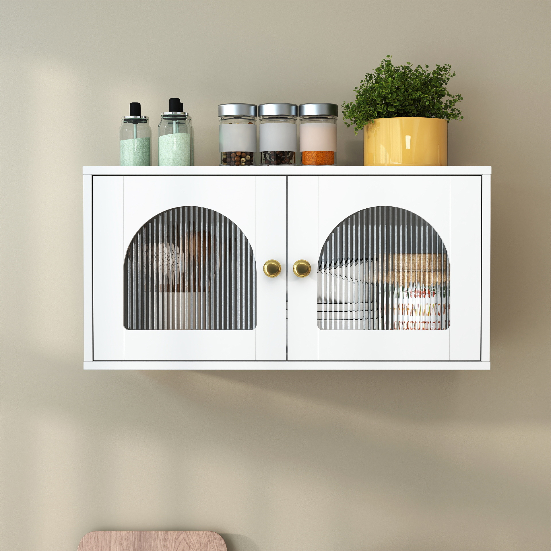Armoire murale porte verre flottante cuisine salle bain