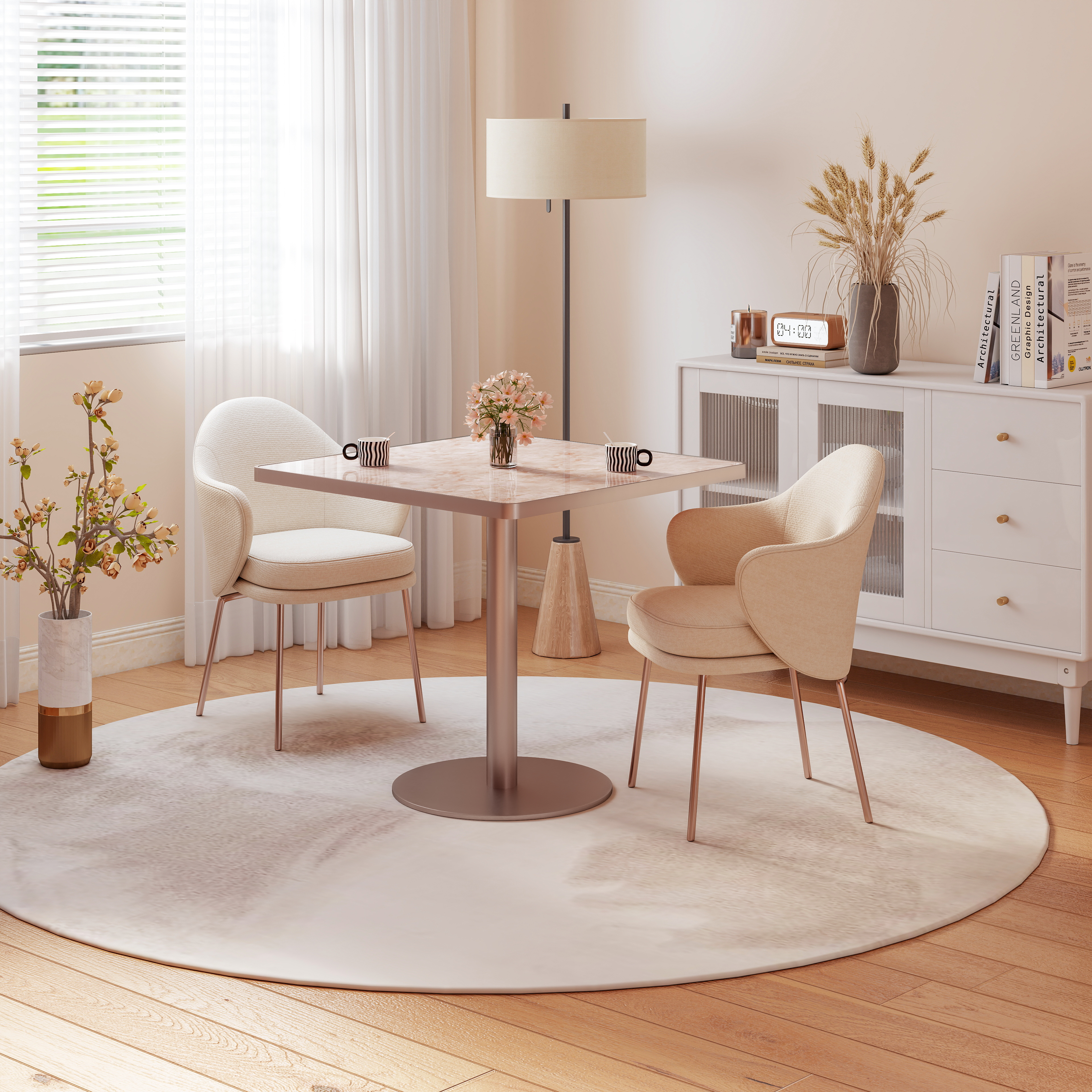 Table bistro moderne Squard 31.5po marbre faux