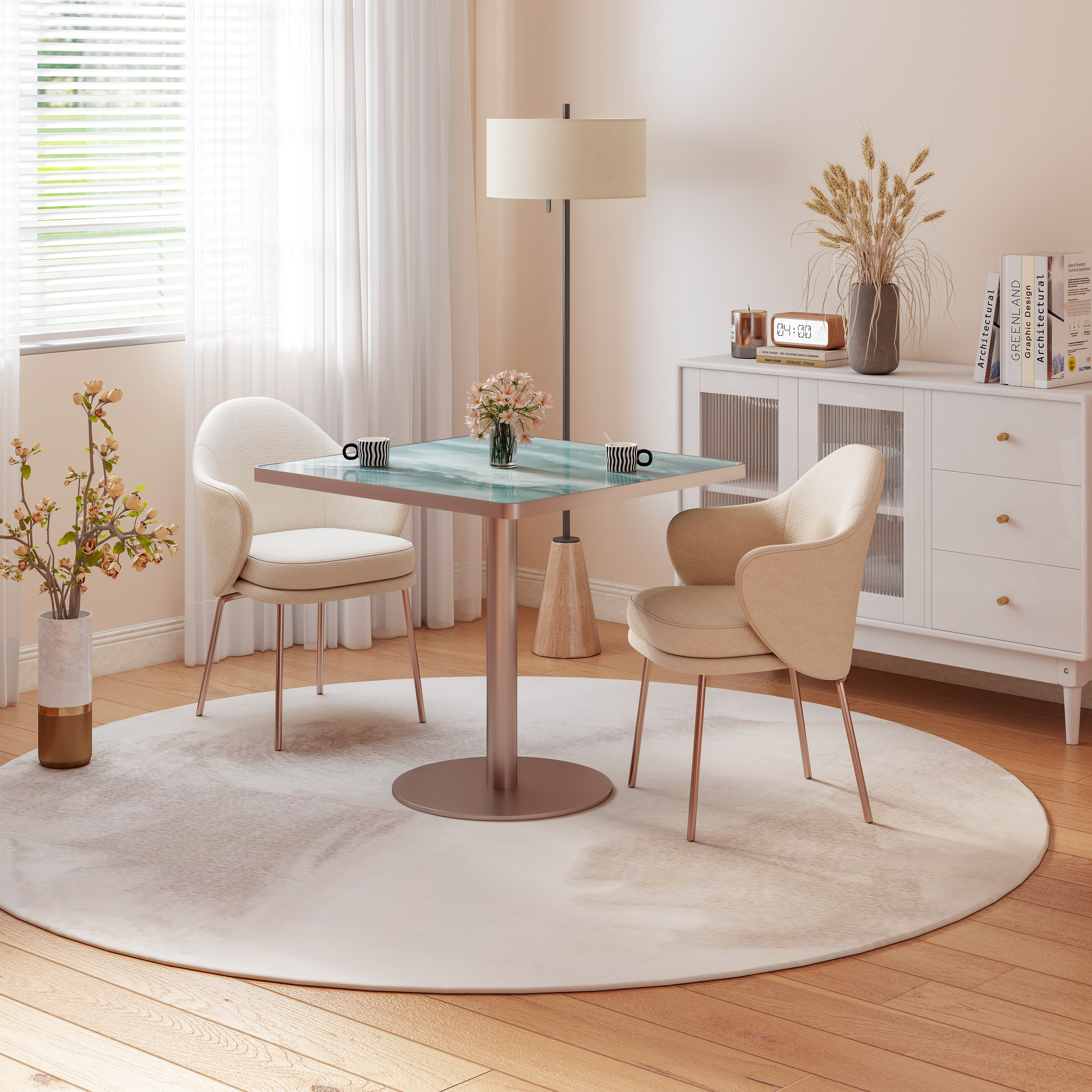 Table bistro Squard 31,5 po, marbre blanc