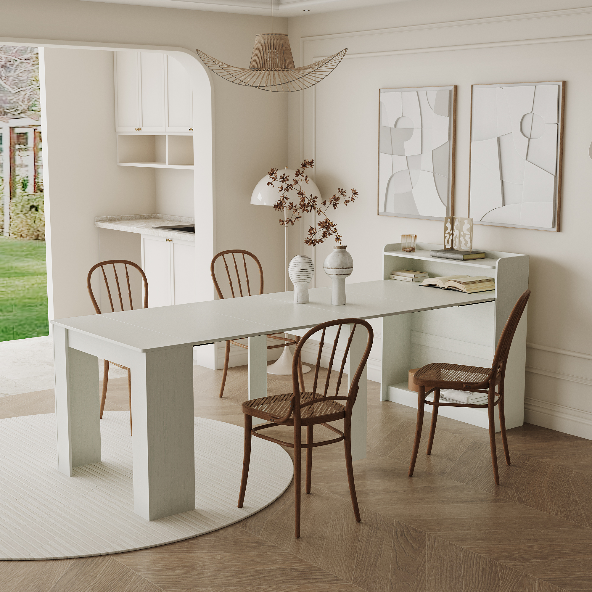 Table à manger extensible avec rangement moderne