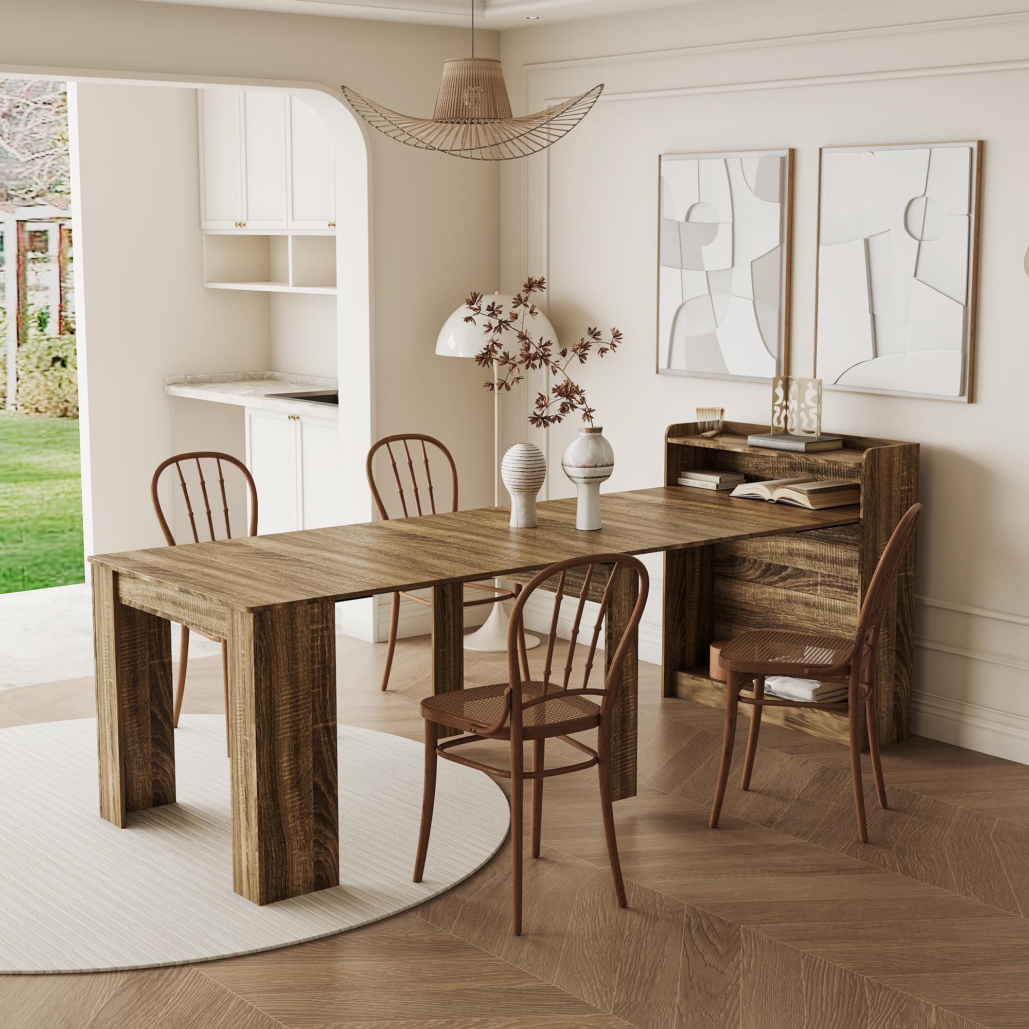 Table à manger extensible avec rangement