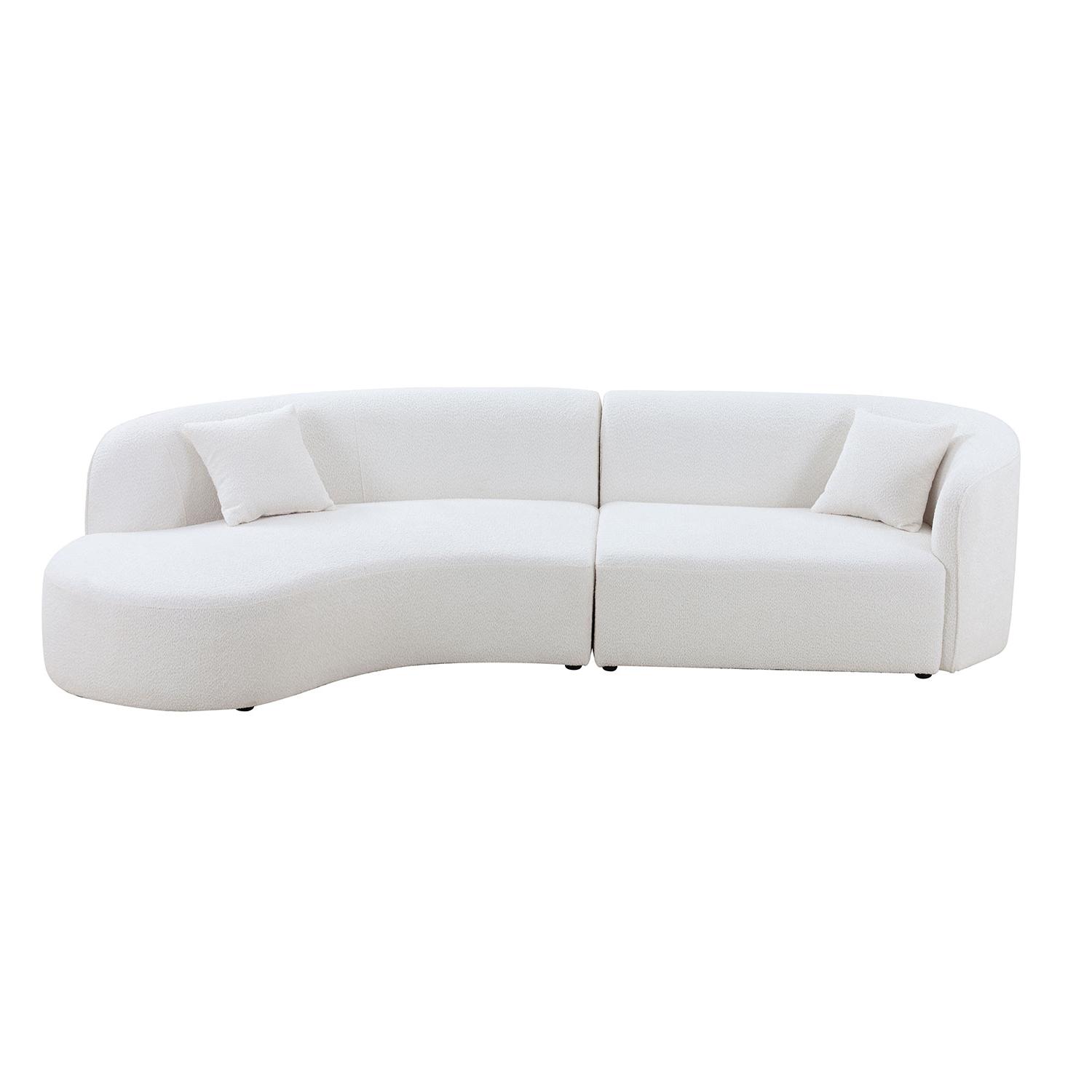 Canapé courbe luxe 2pc Boucle blanc, chaise longue, W876S00303