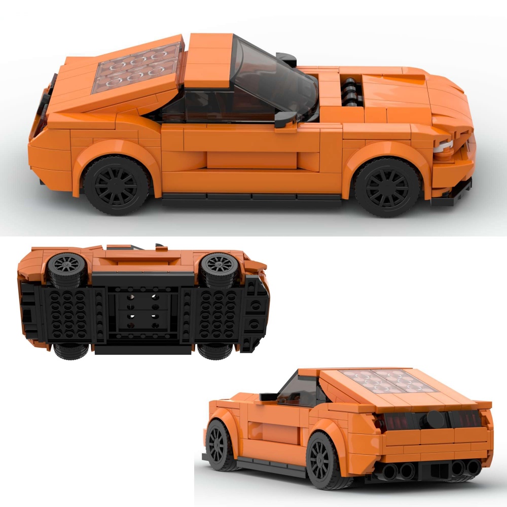 348PCS Blocs construction voiture muscle orange inspirée Mustang