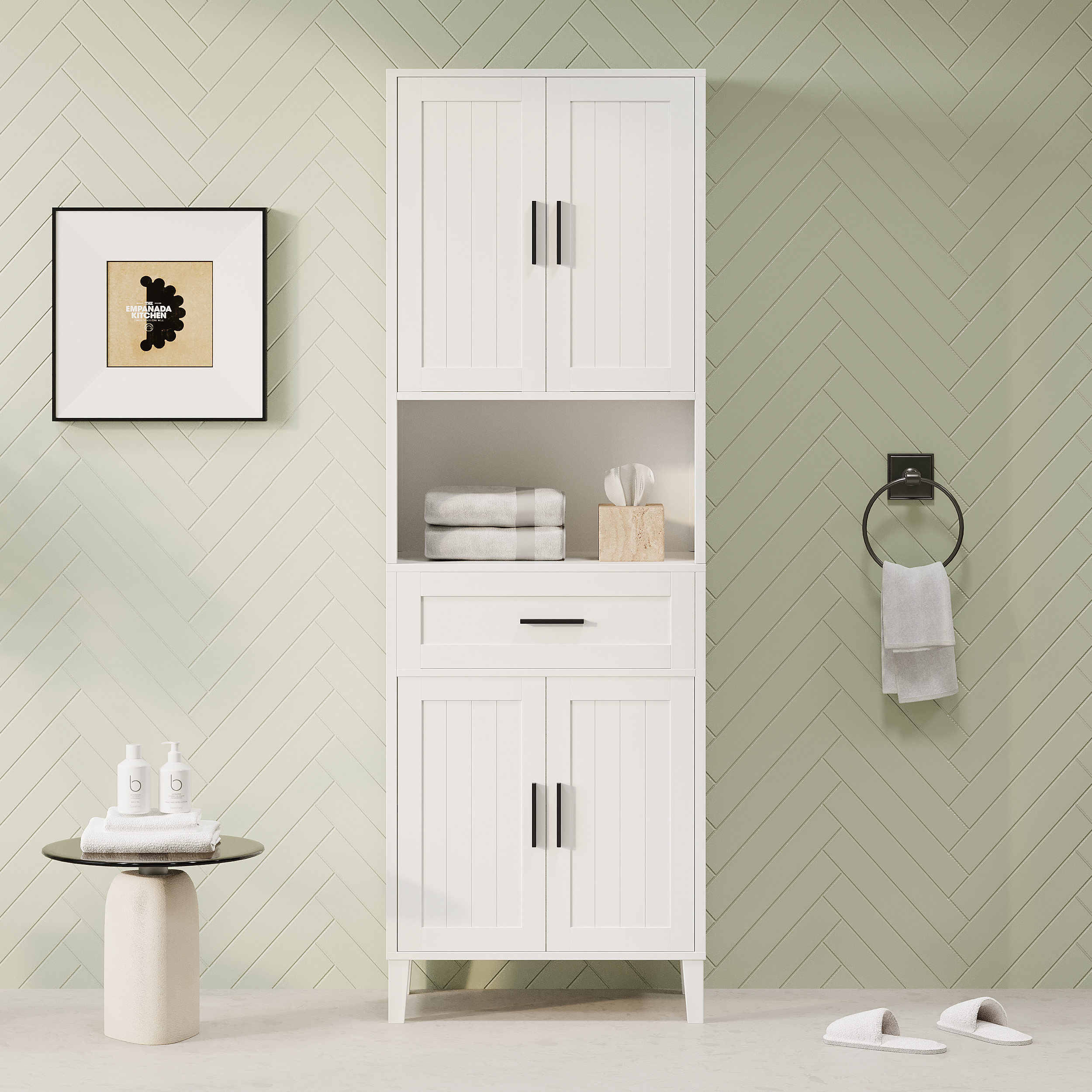 Meuble salle de bain 70.9 po, 2 armoires, 4 portes, 2 tablettes