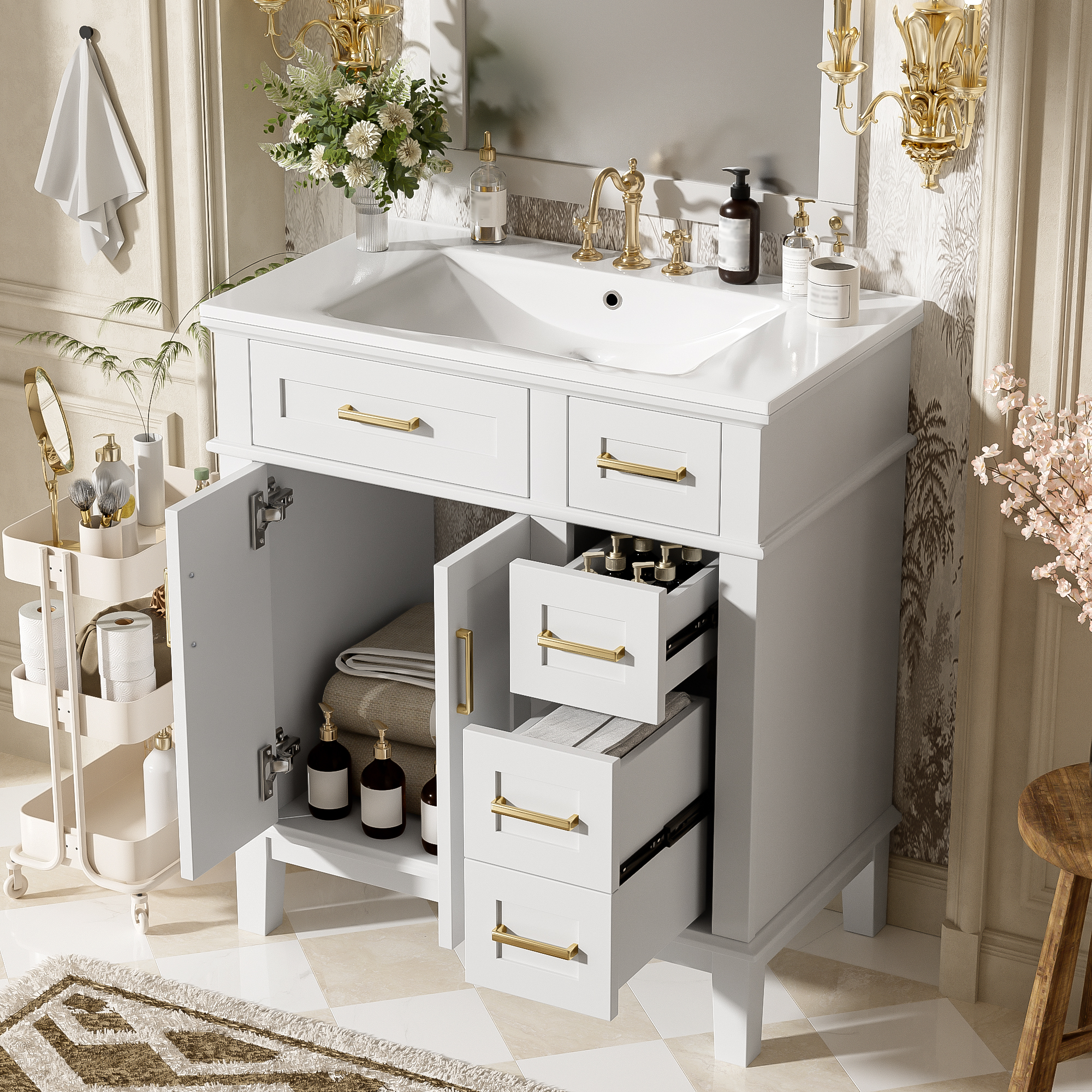 Vanité salle bain 30", céramique, rangement, N729P276610K