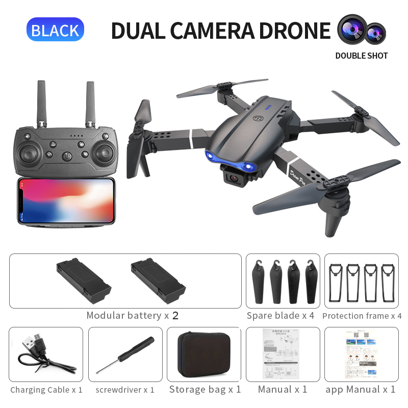 Drone E99Pro Caméra Double Électrique Noir