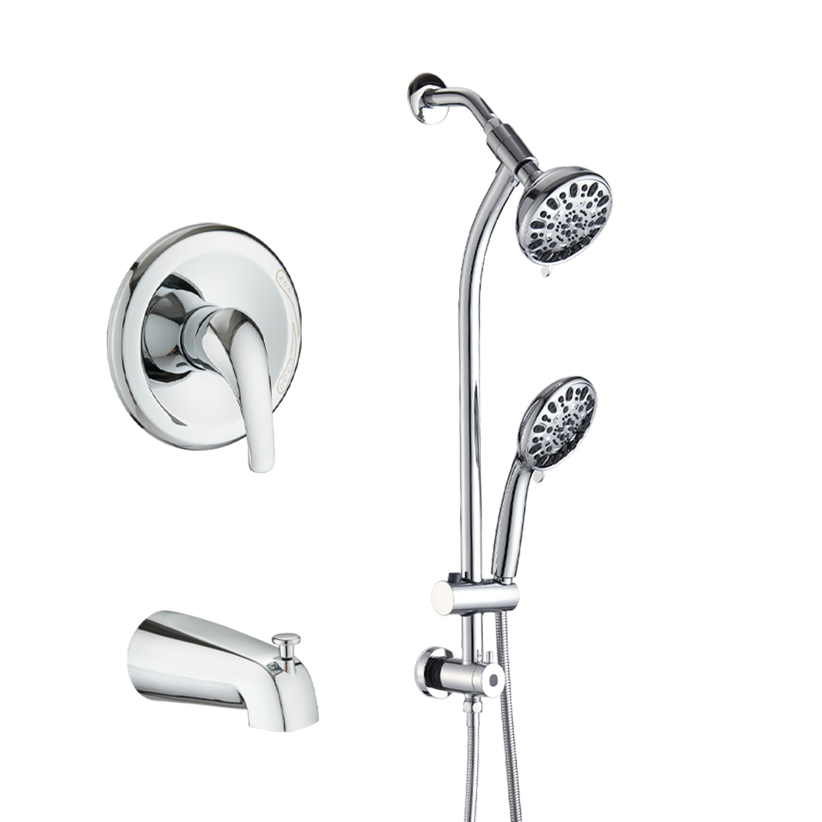 Combo douche 7 jets chrome sans outils, 1,8 GPM