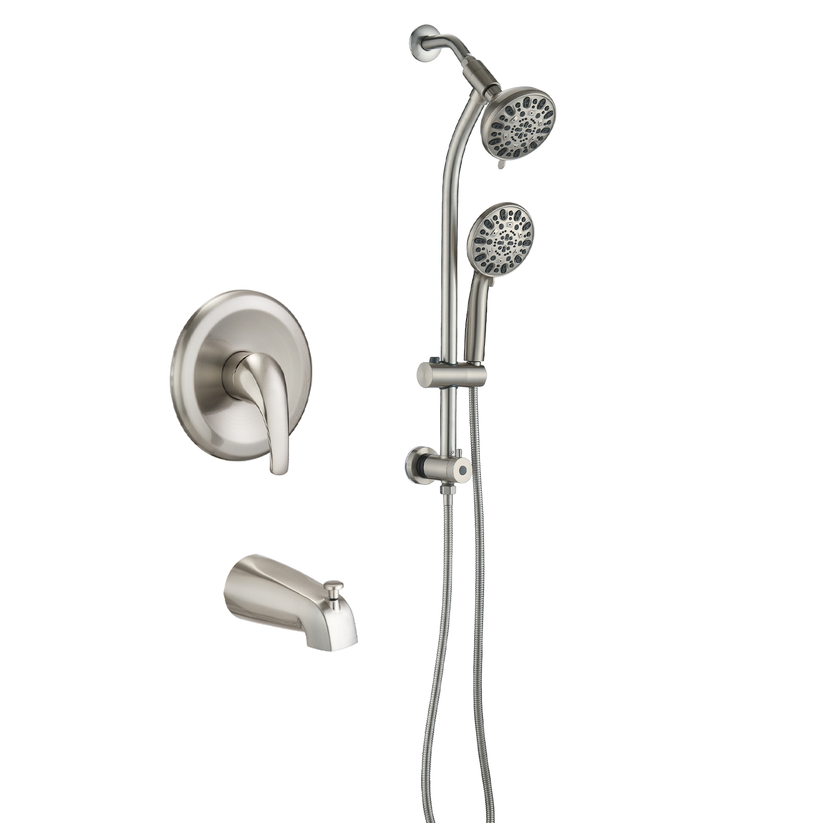 Combo douche 7 jets nickel brossé sans outils, 1,8 GPM