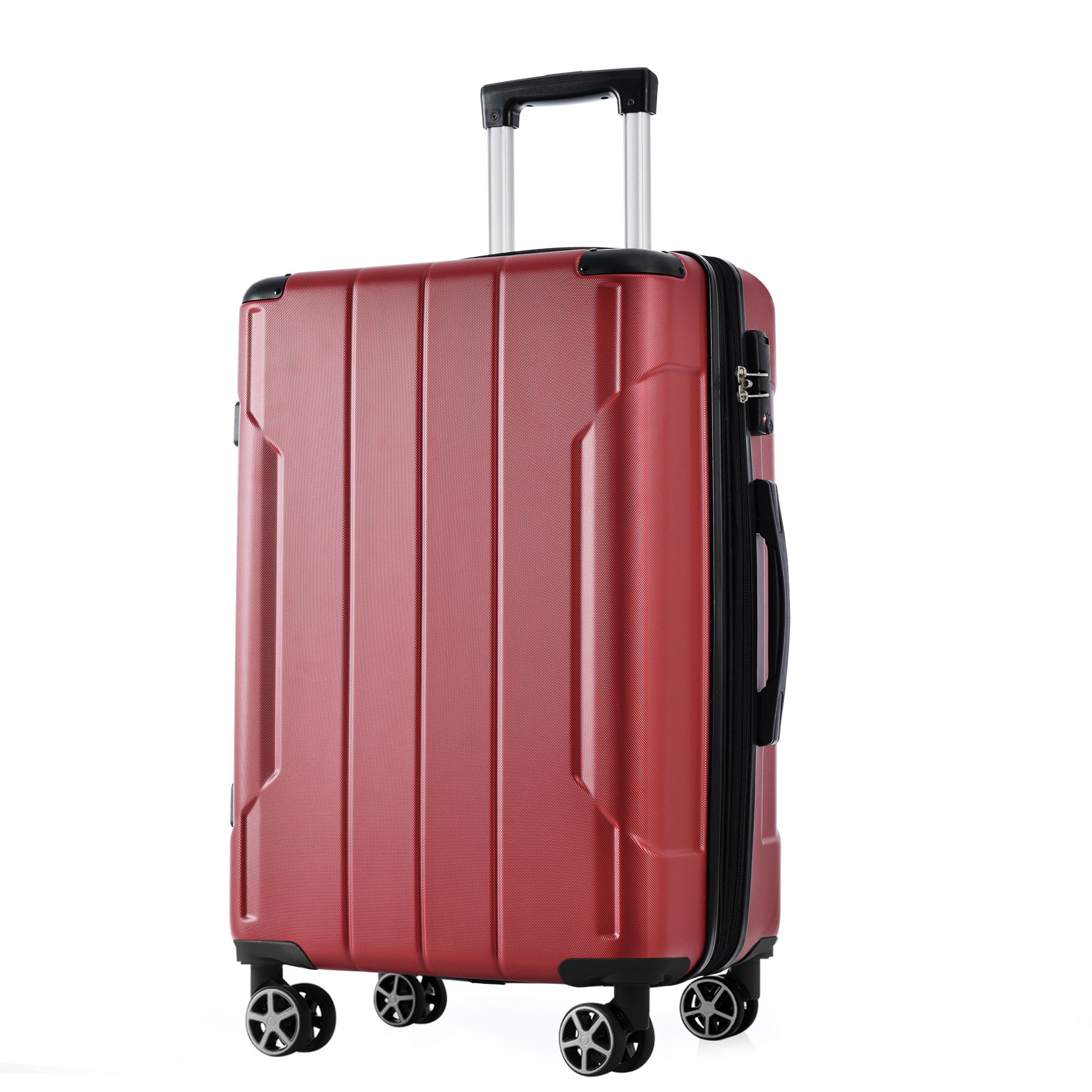 Valise rigide 28po, roues doubles, extensible, rouge