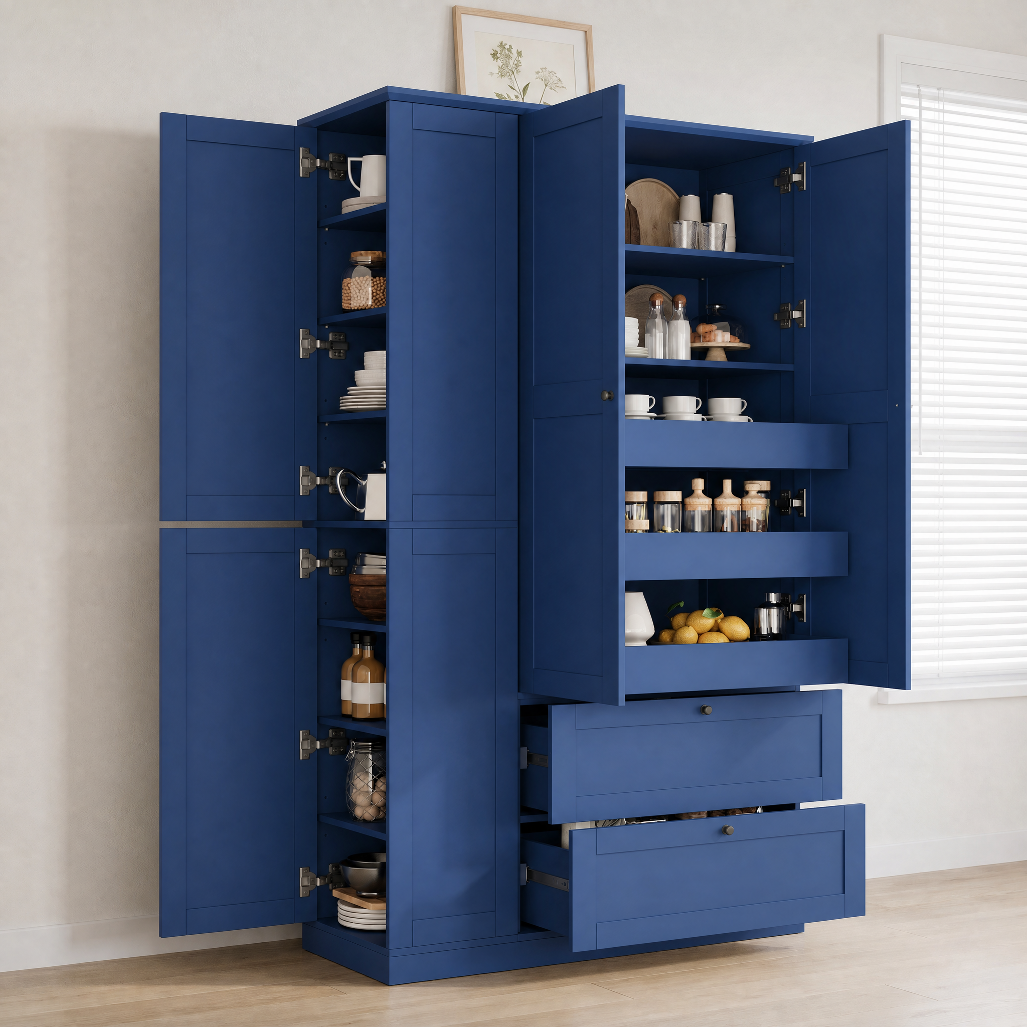TOPMAX Pantry 73,6po 7 tablettes 6 portes bleu