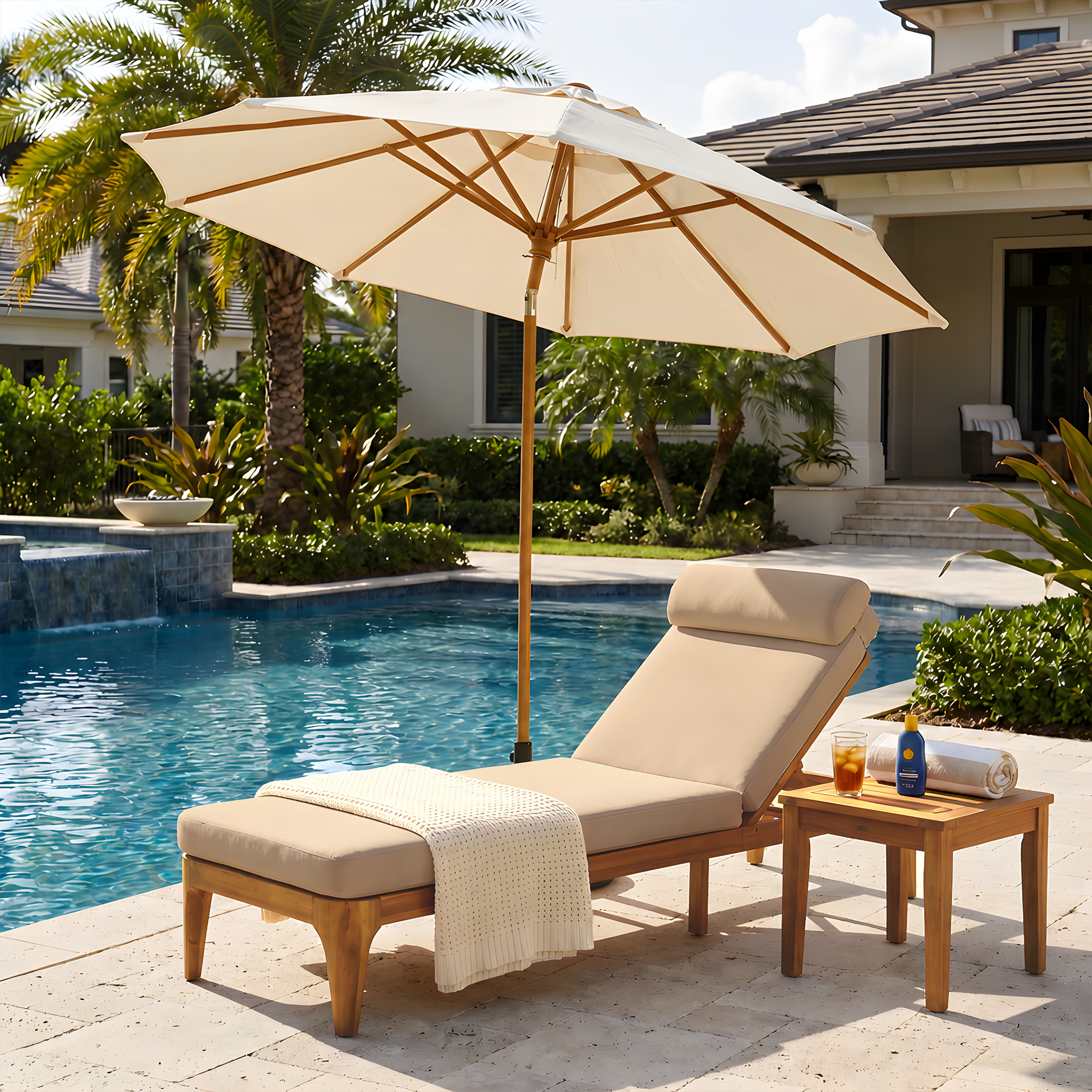 Chaise longue bois acacia TOPMAX, dossier ajustable