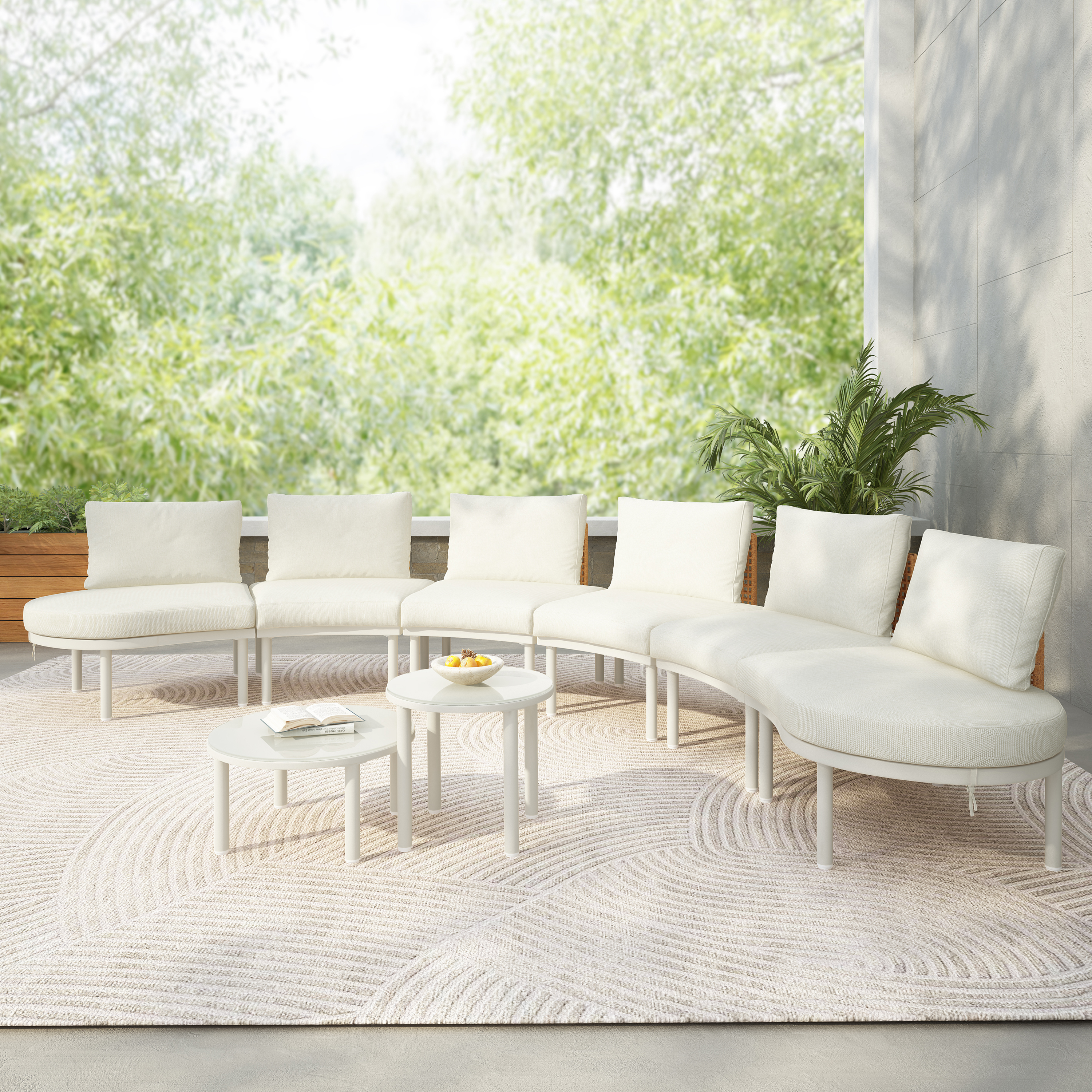 TOPMAX ensemble 8 pièces patio, sectionnel demi-lune beige