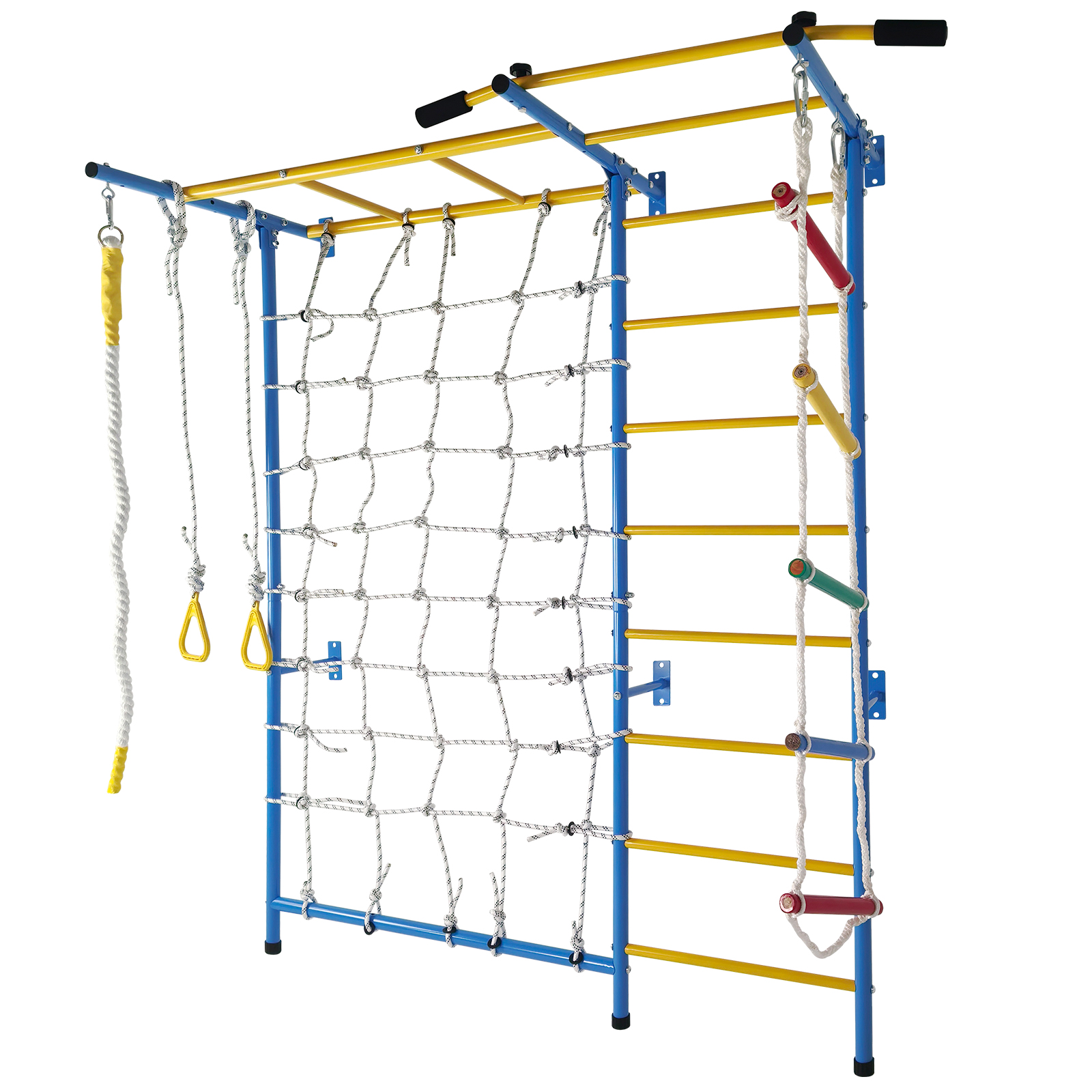 Parc intérieur 7 en 1 barres singes, échelle corde, anneaux gym