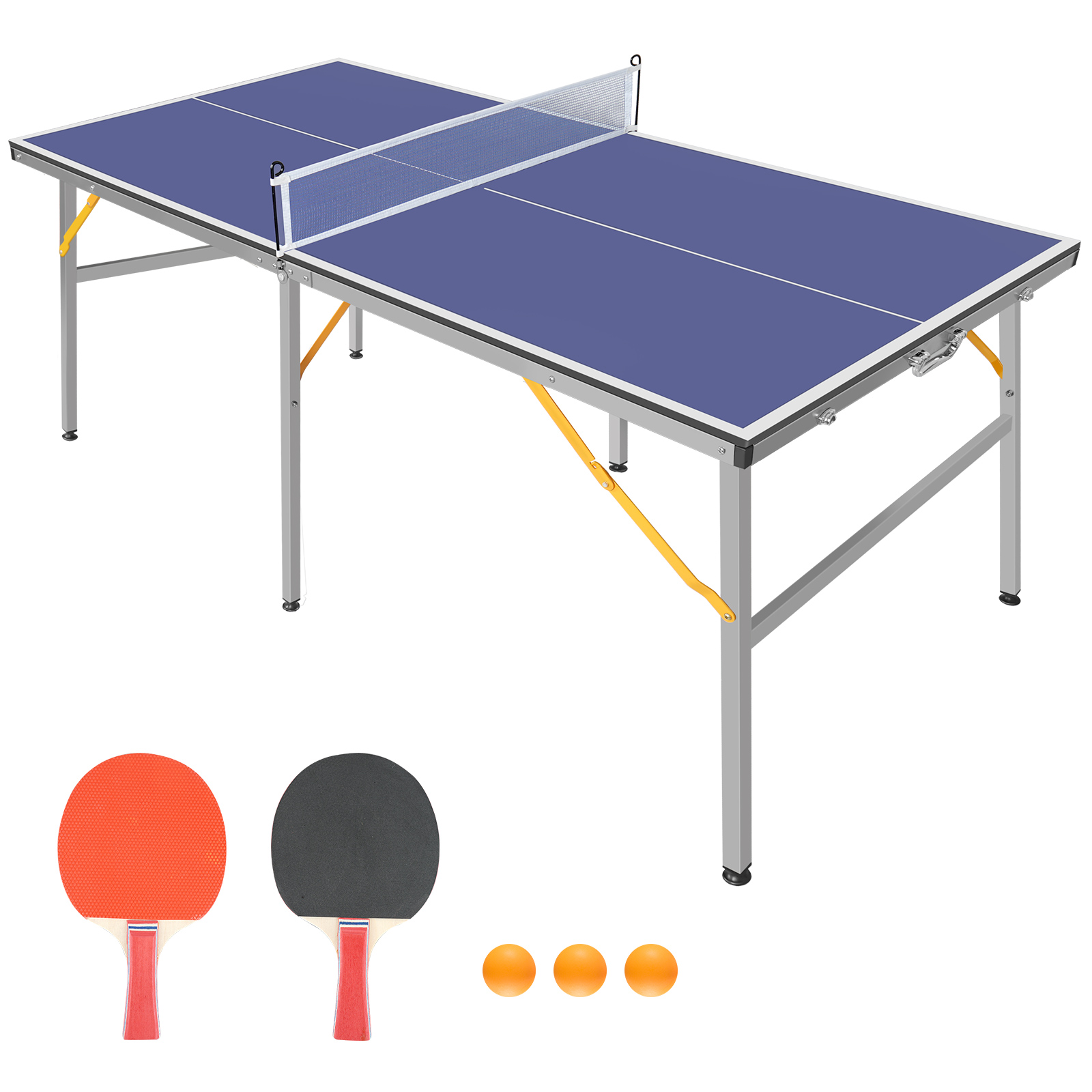 Table ping-pong 6pi pliable, bleu, filet et accessoires
