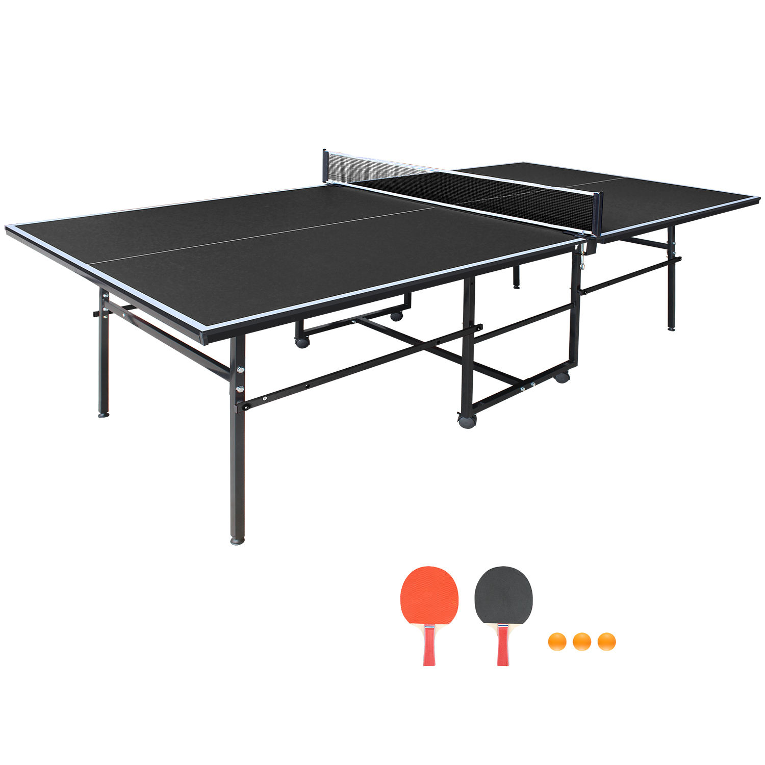 Table tennis 9x4,1 pi pliable noire avec accessoires