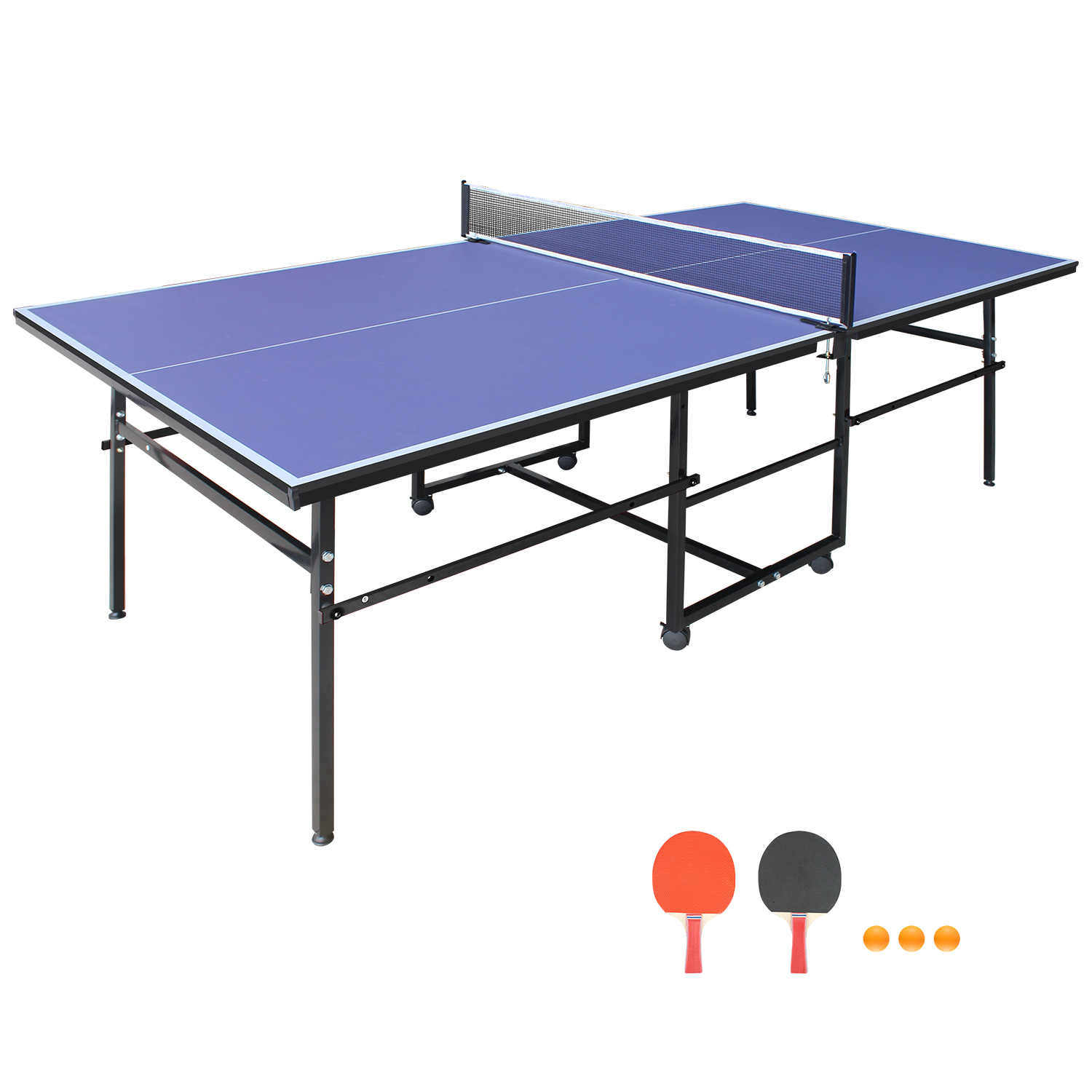Table tennis 8,5x4,3pi bleu, pliable portable, filet inclus