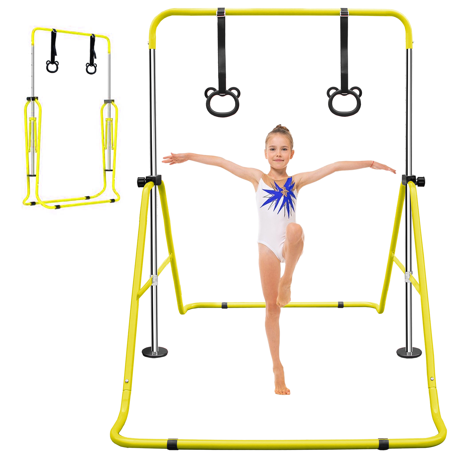 Barre de gymnastique horizontale enfants jaune réglable