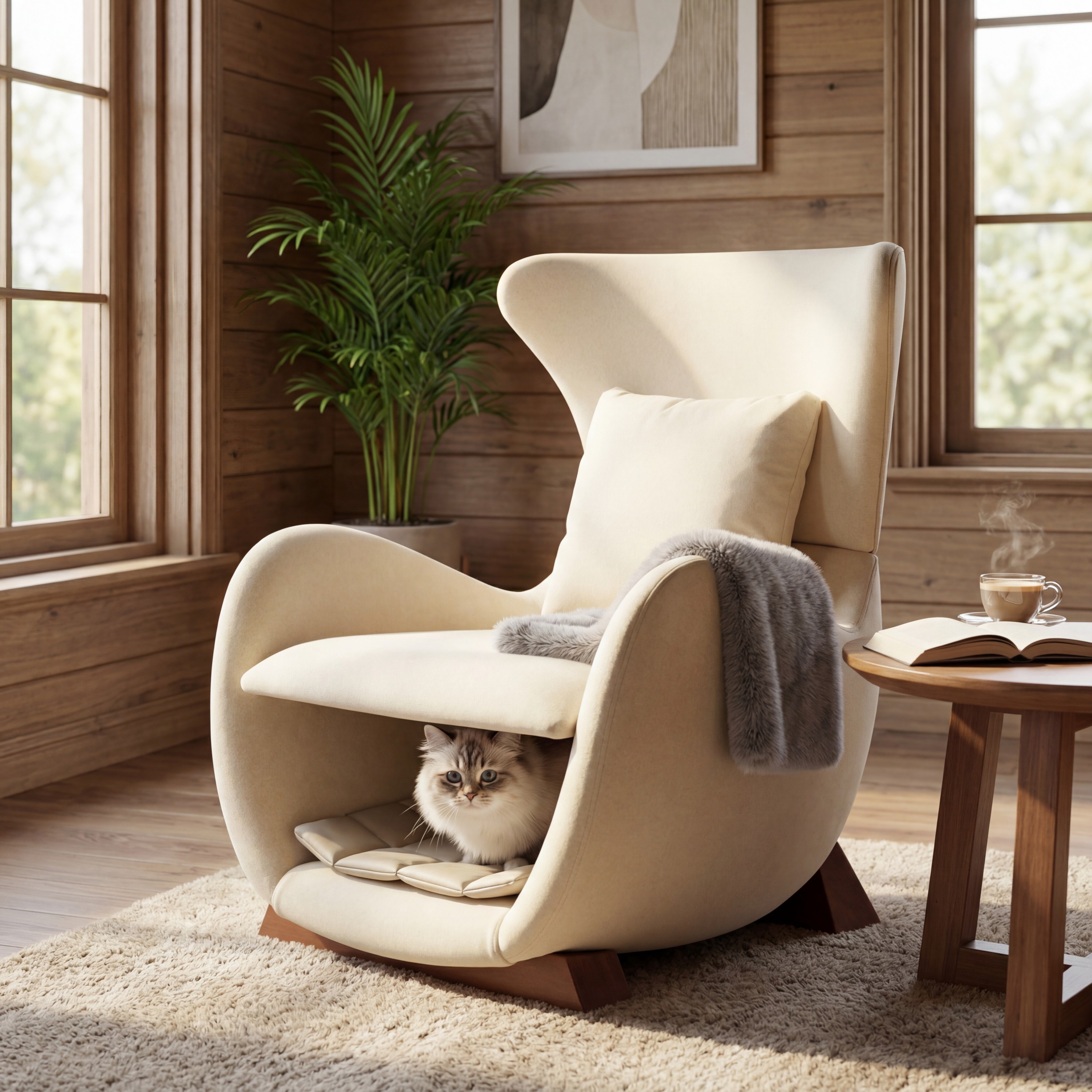 Chaise accent beige polyester rangement animaux 330 lbs