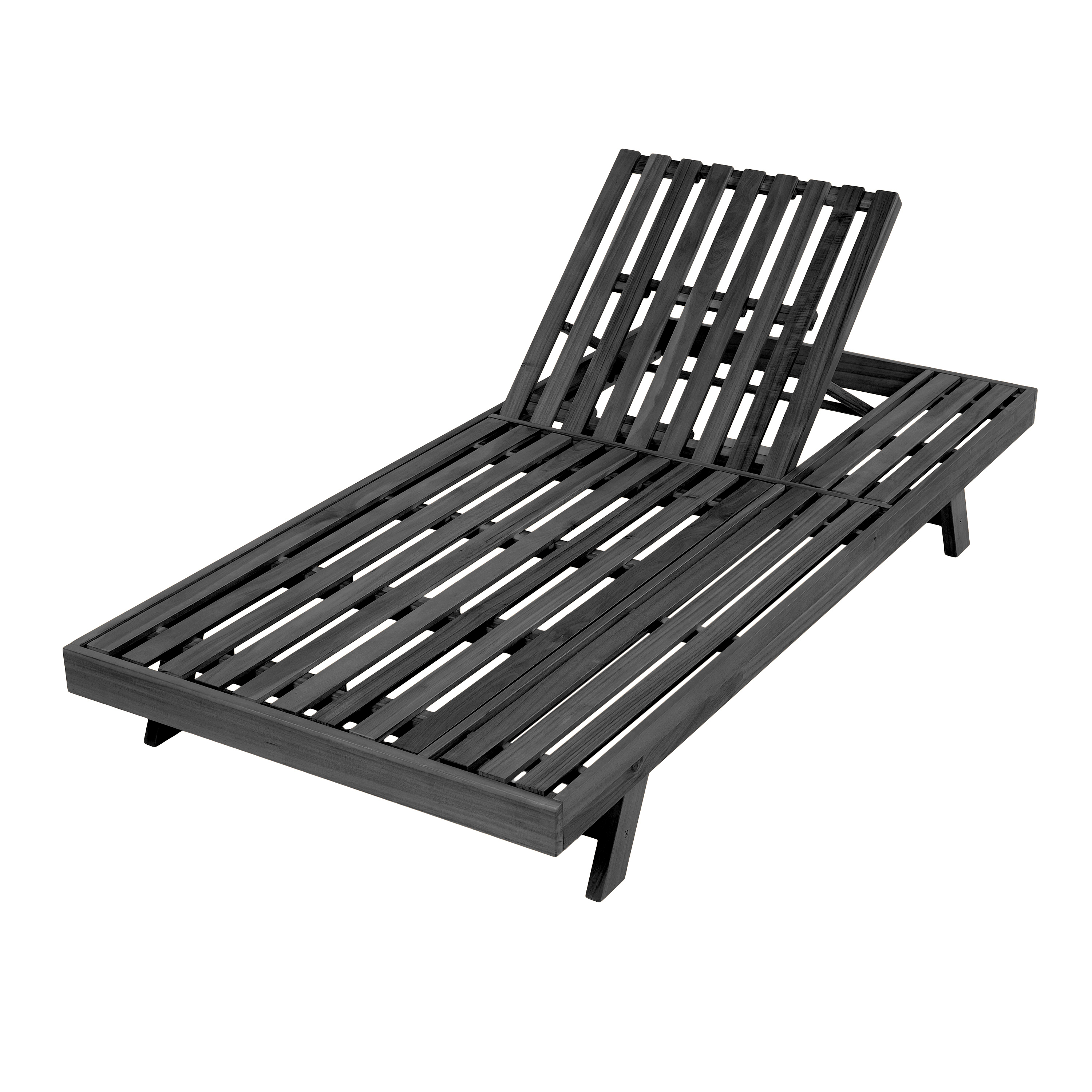 Chaise longue Acacia pliable, dossier ajustable, fini noir
