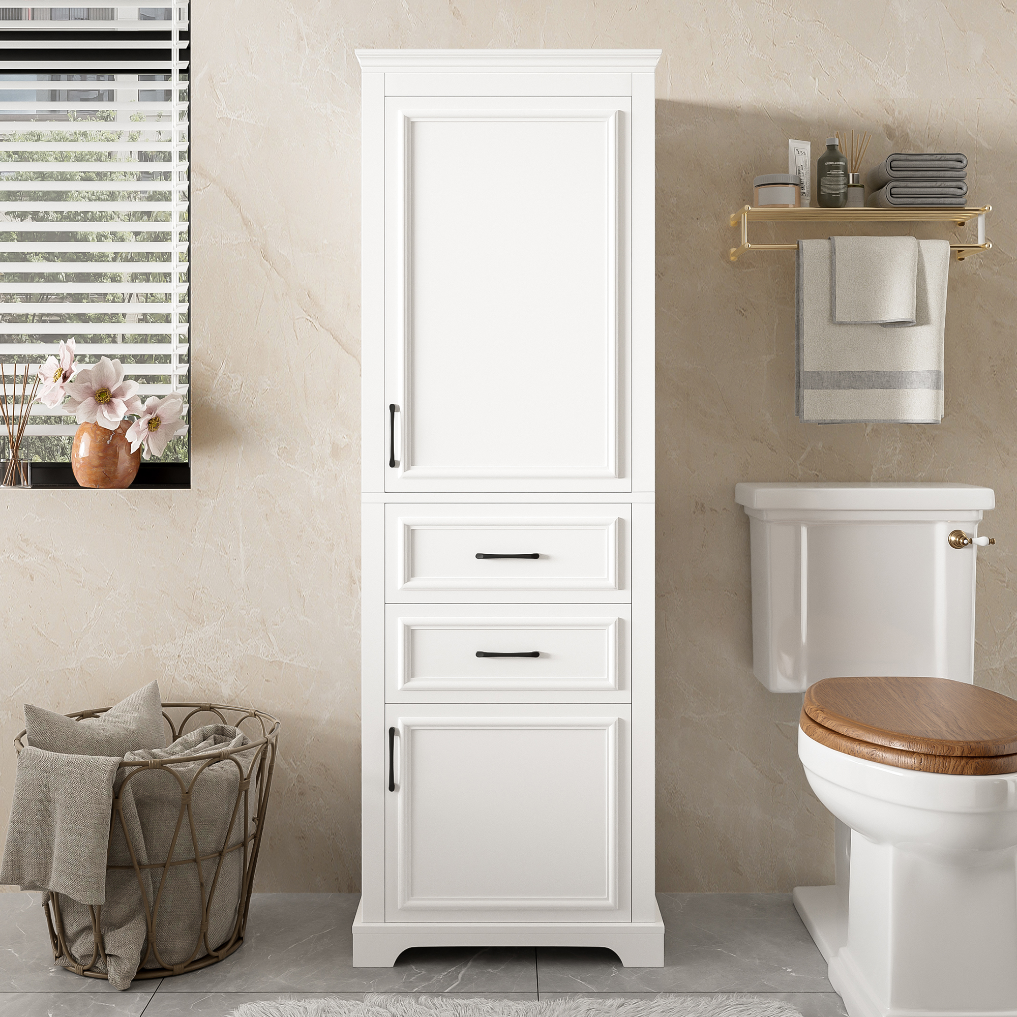Meuble-lavabo salle bain 71po, portes amortis, design moderne