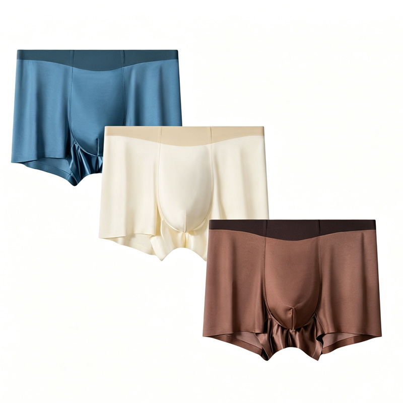 3 caleçons satin soie taille moyenne respirants luxe