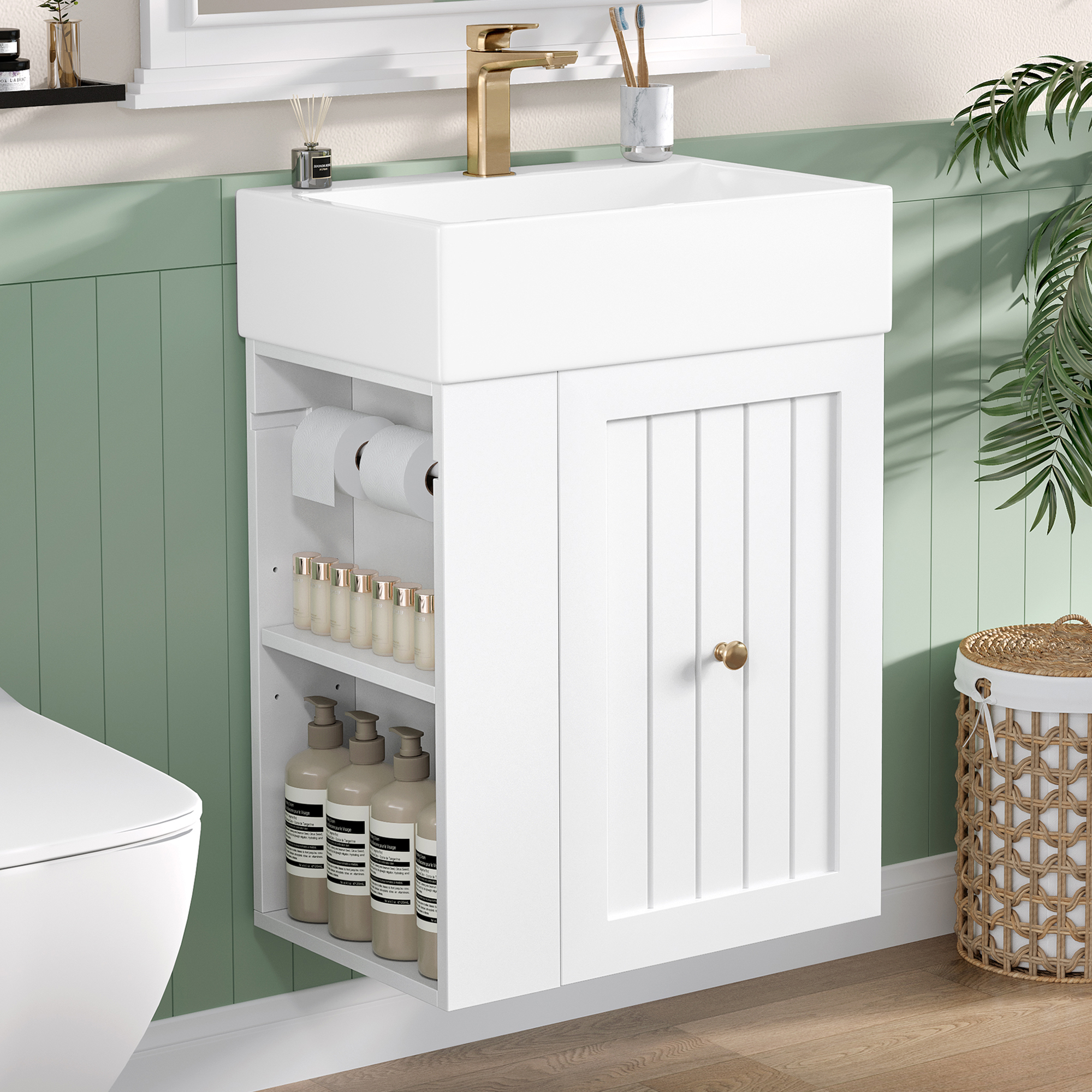 Vanité salle bain 20po, lavabo céramique, meuble MDF