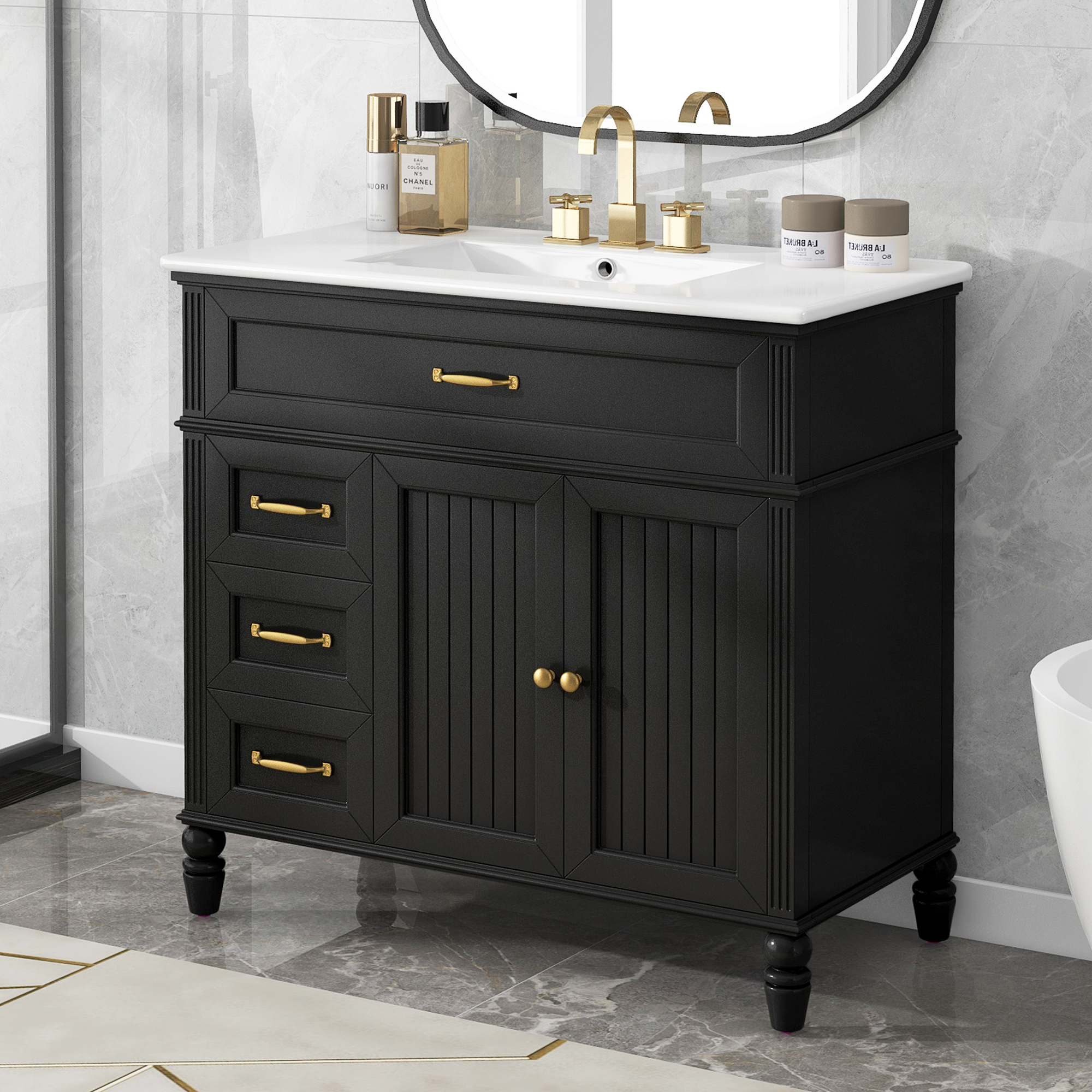 Meuble salle bain 36" noir 2 paquets SKU N725P195410B