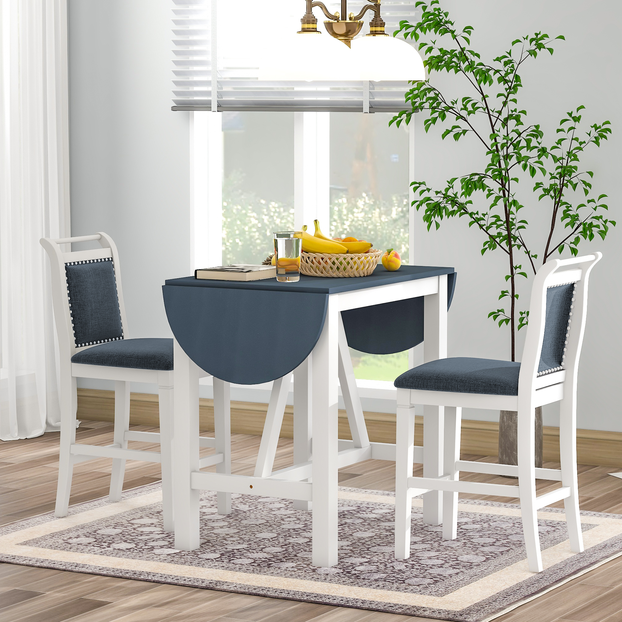 TOPMAX ensemble table hauteur comptoir 3 pièces blanc
