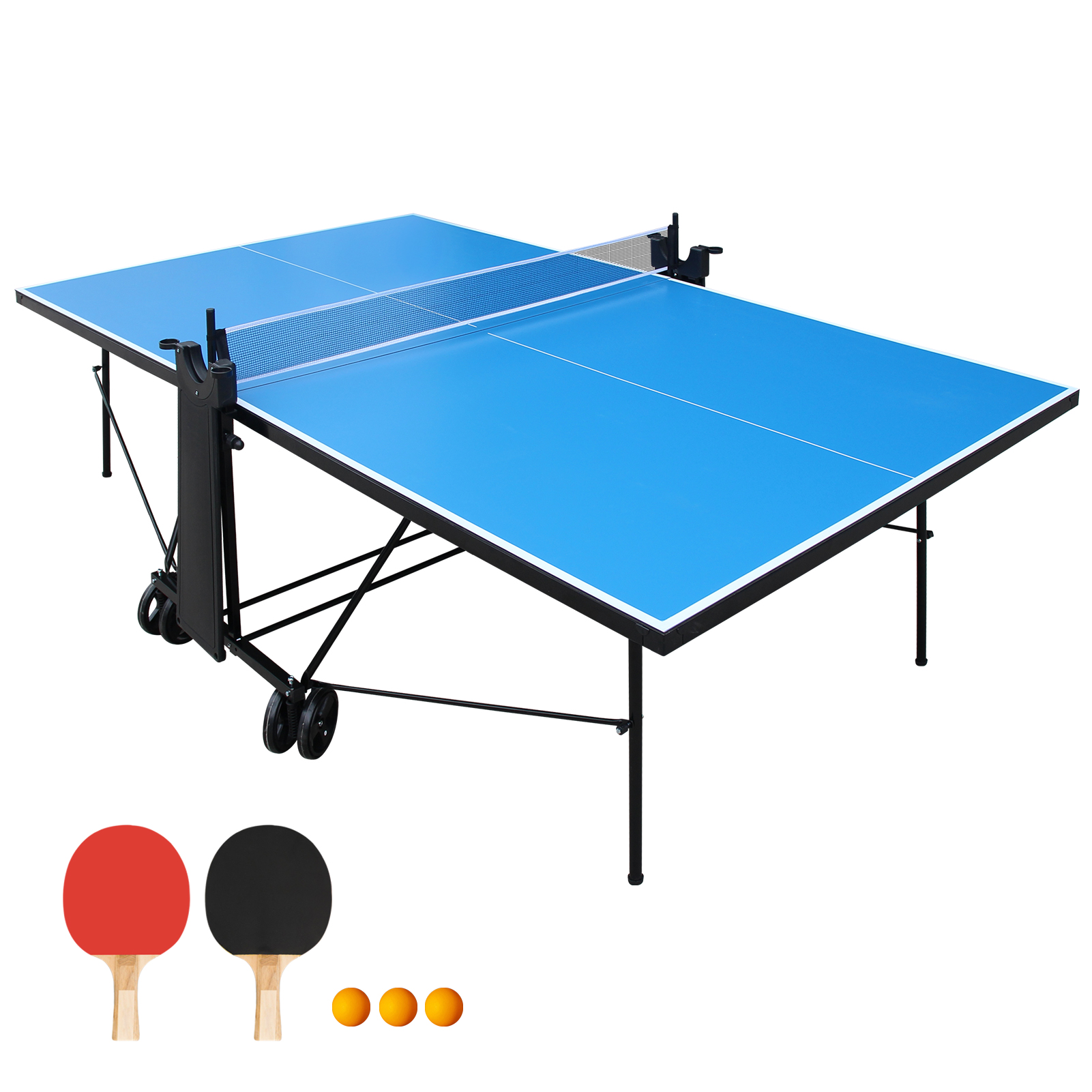 Table de ping-pong pliable grandeur réglementaire avec filet et accessoires