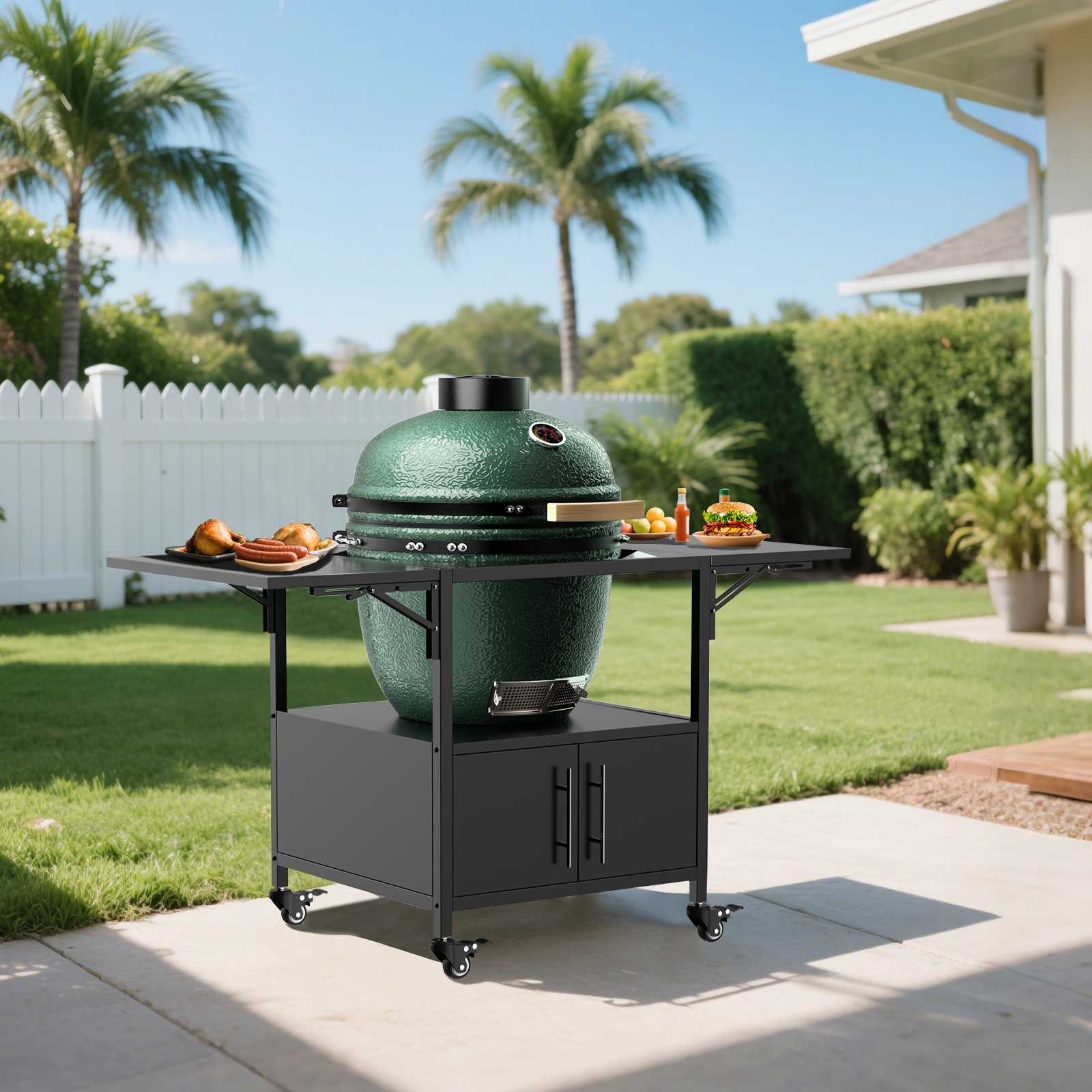 Table grill Big Green Egg panneaux pliants