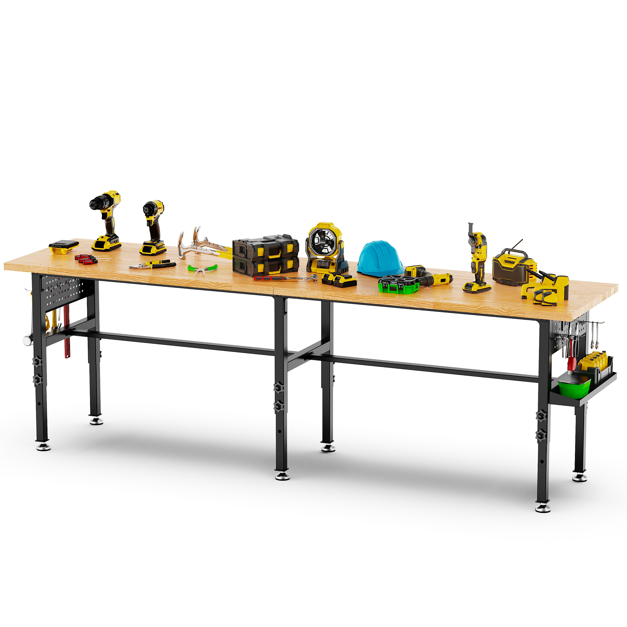 Établi ajustable 96 po, pegboard latéral, capacité 2000 lbs, prise