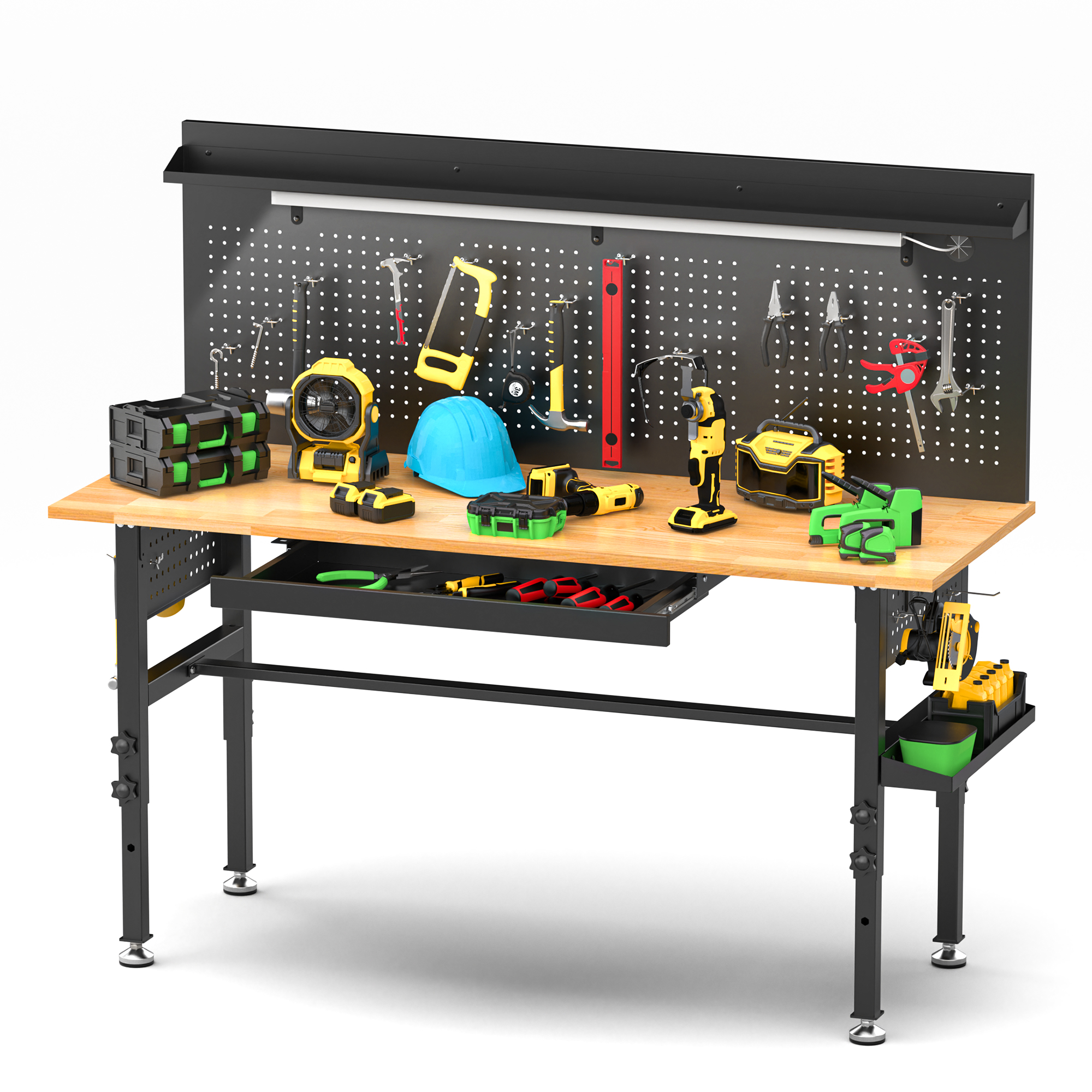 Établi 60po bois massif 2000lb hauteur ajustable