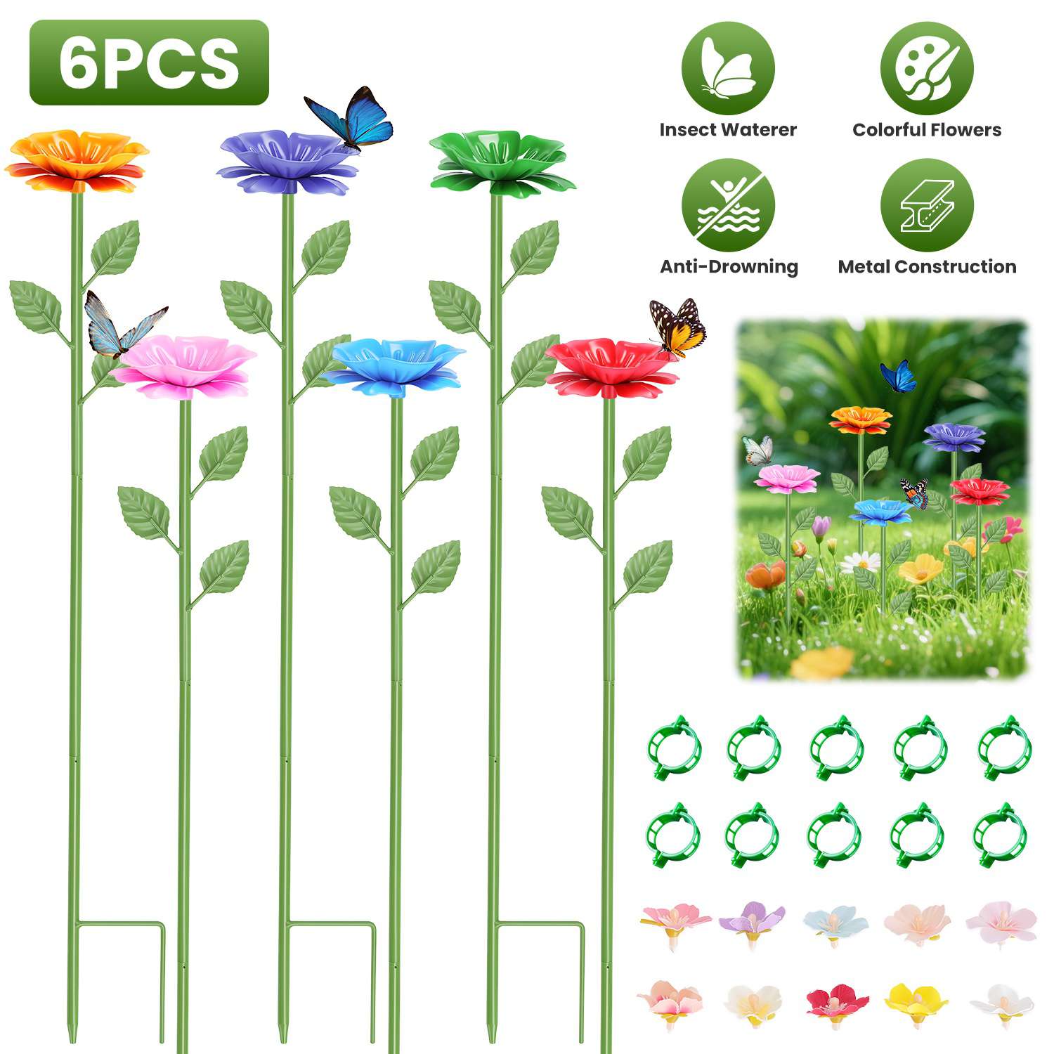 Abreuvoir pollinisateur design fleur abeille papillon anti-noyade