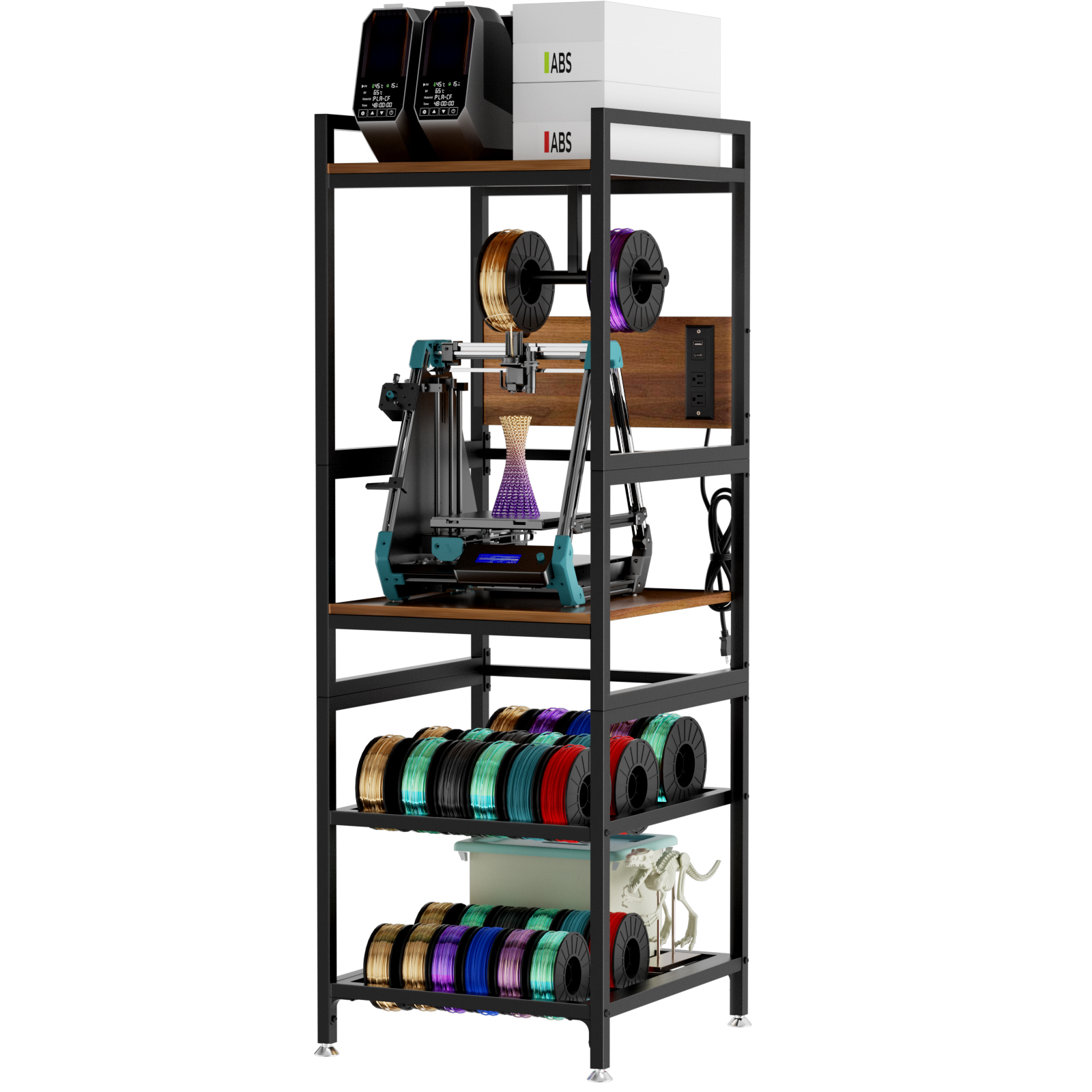 Établi imprimante 3D rangement filament, cadre métal lourd