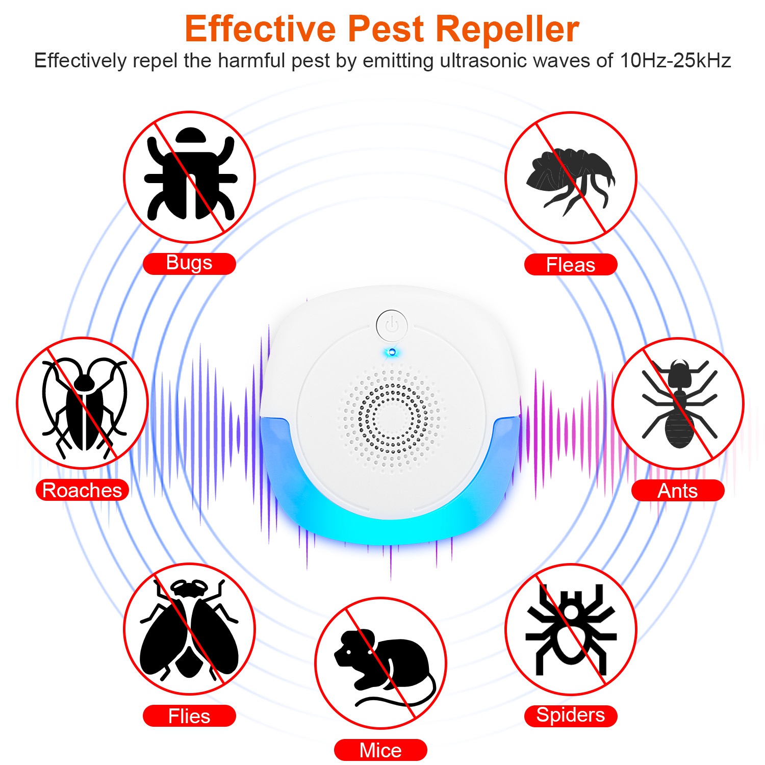 Répulsif pesticide ultrasonique 6pcs 2026 sans produit