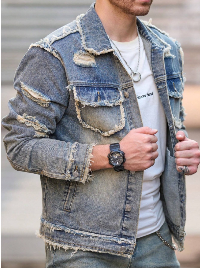 Veste denim formelle ajustée