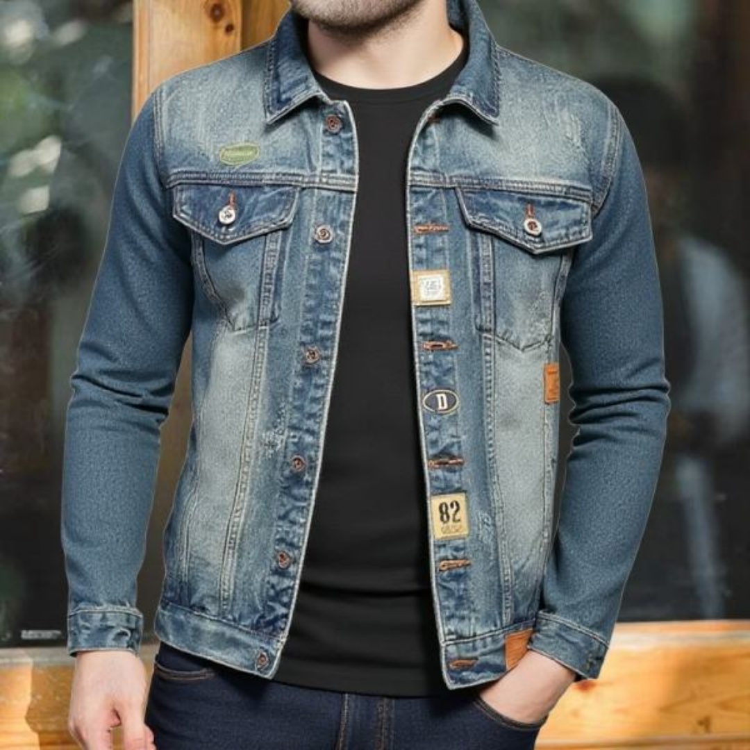 Veste denim ajustée homme