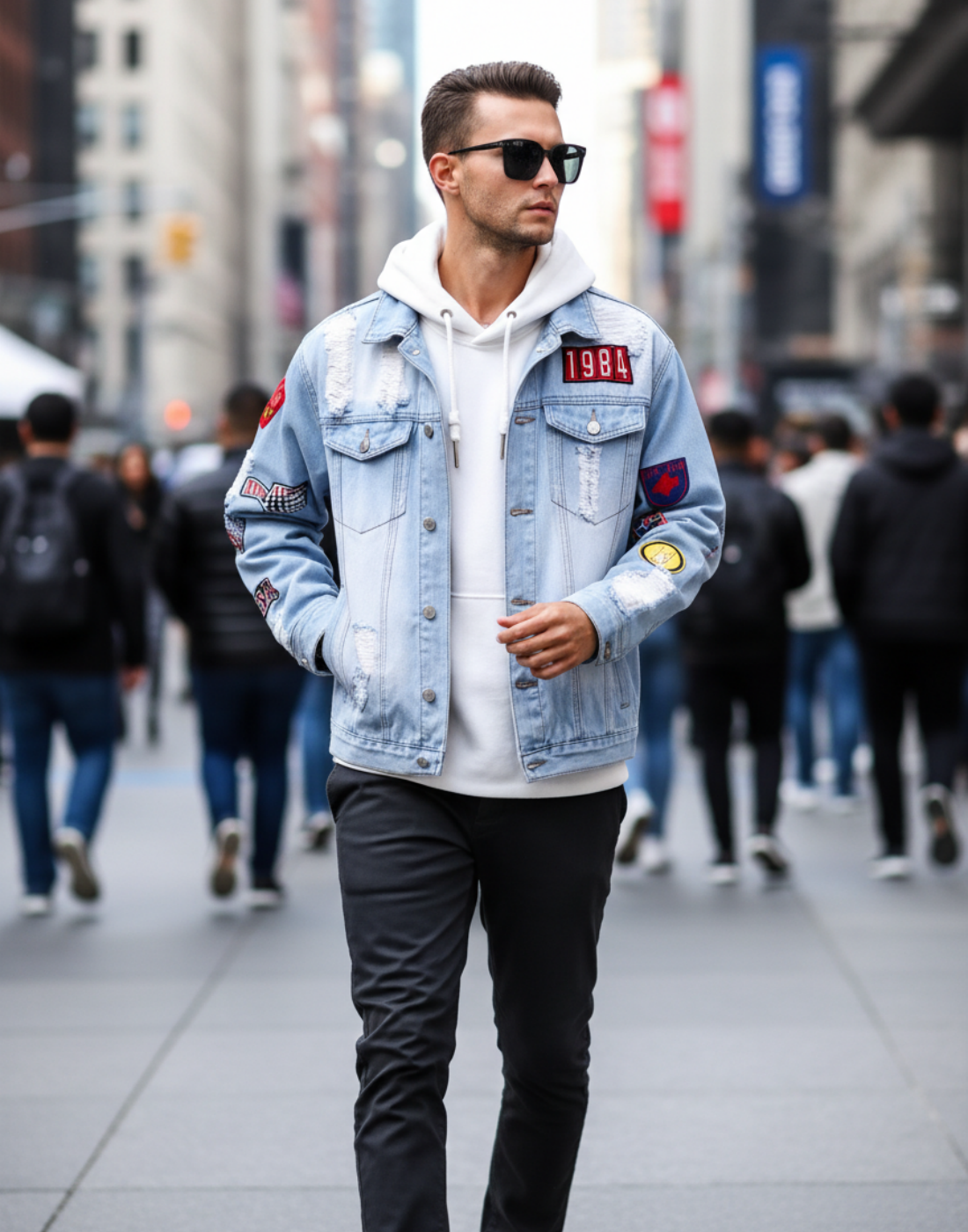Veste denim ajustée homme