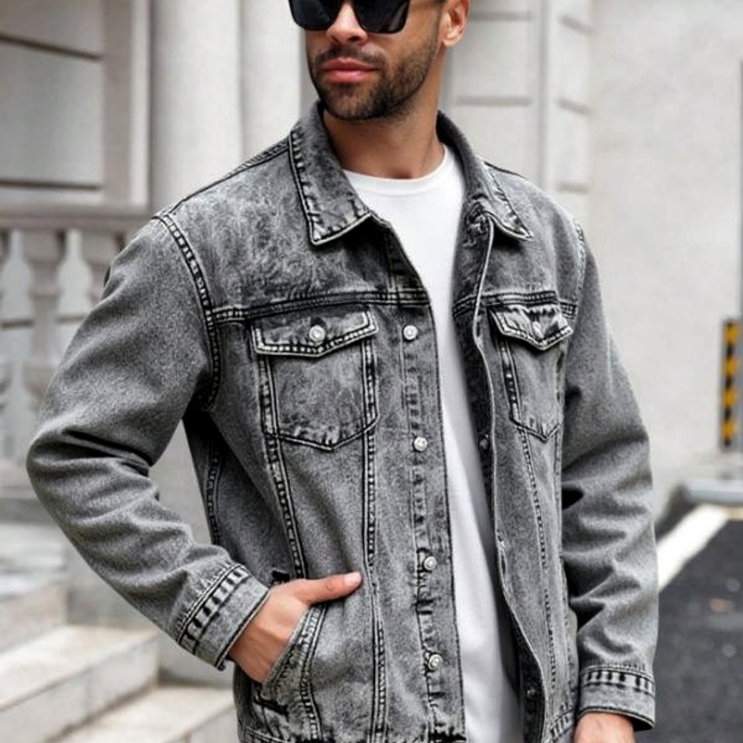 Veste denim ajustée homme