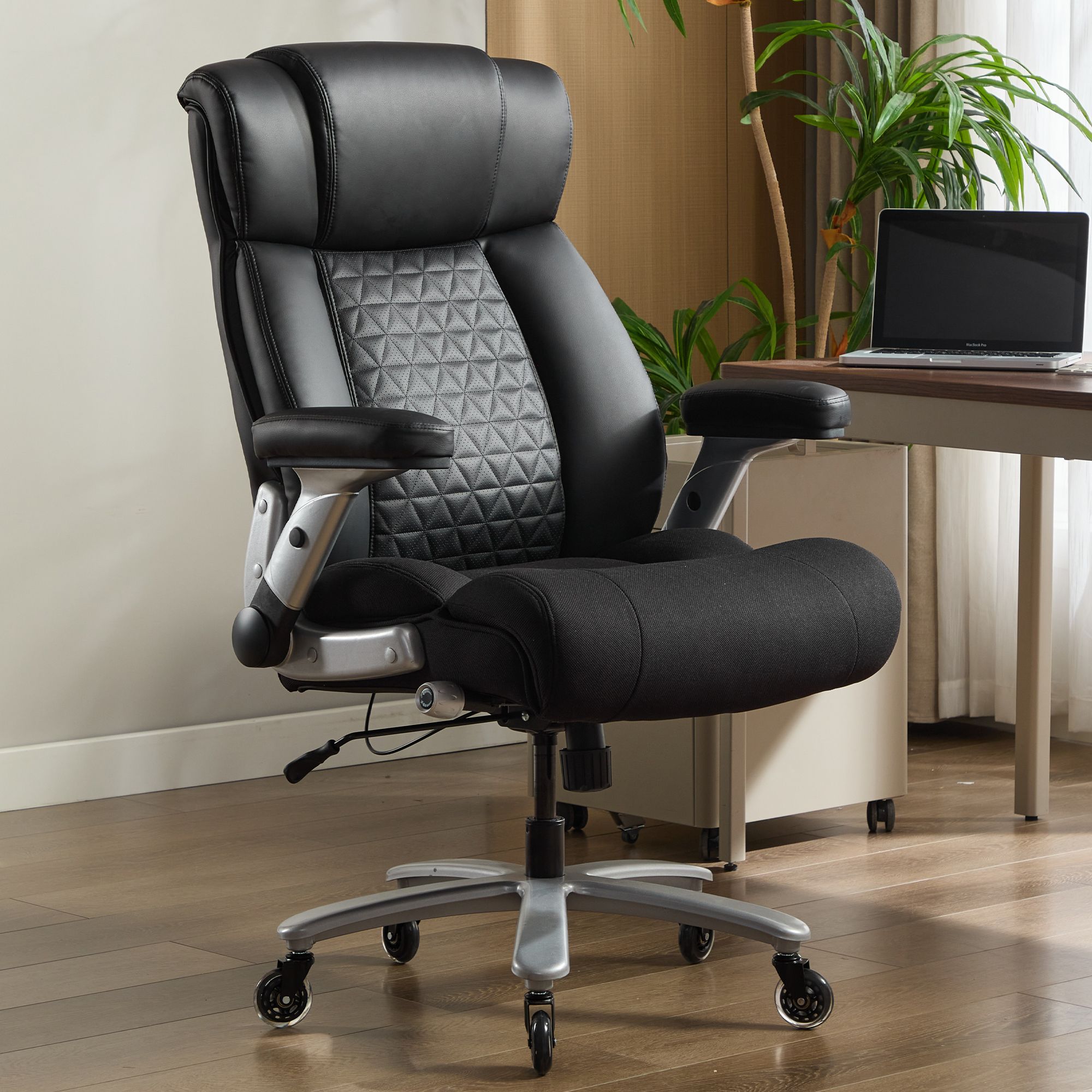 Chaise bureau grande taille 500lbs appui lombaire tissu cuir respirable