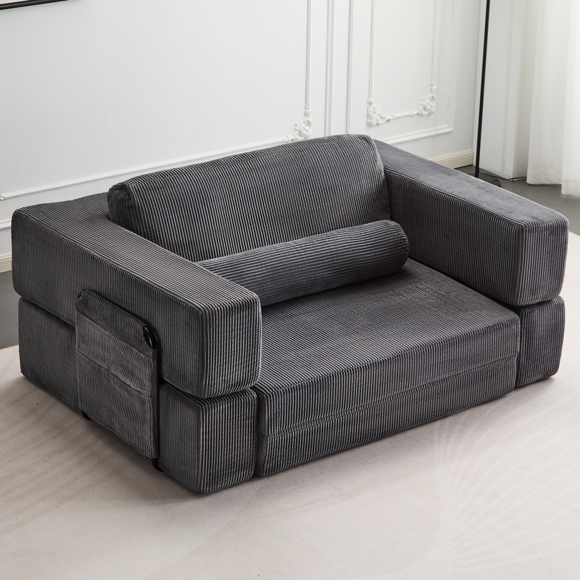 Sofa jeu château repliable gris foncé, une place