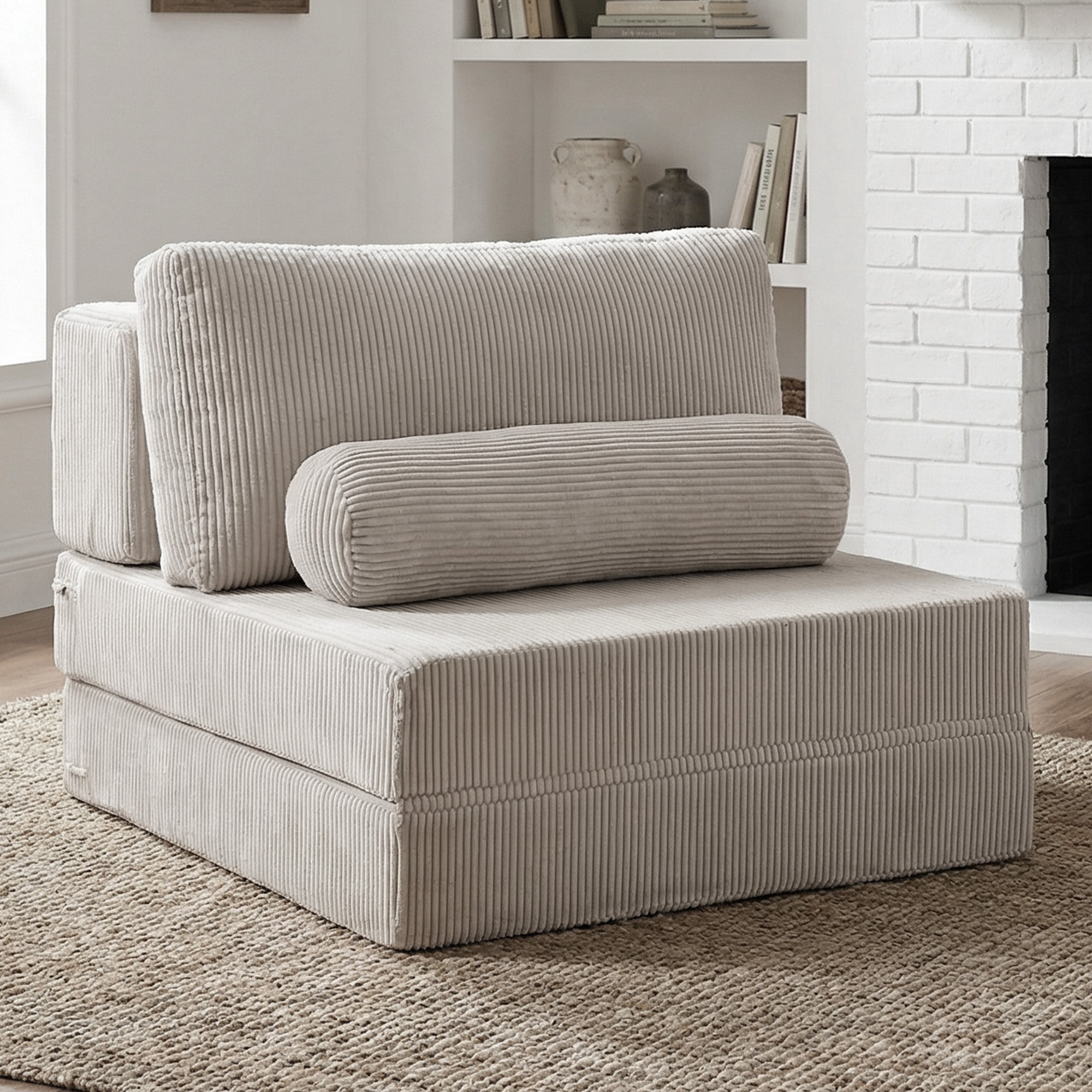 Canapé modulaire château pliable, gris clair, design créatif