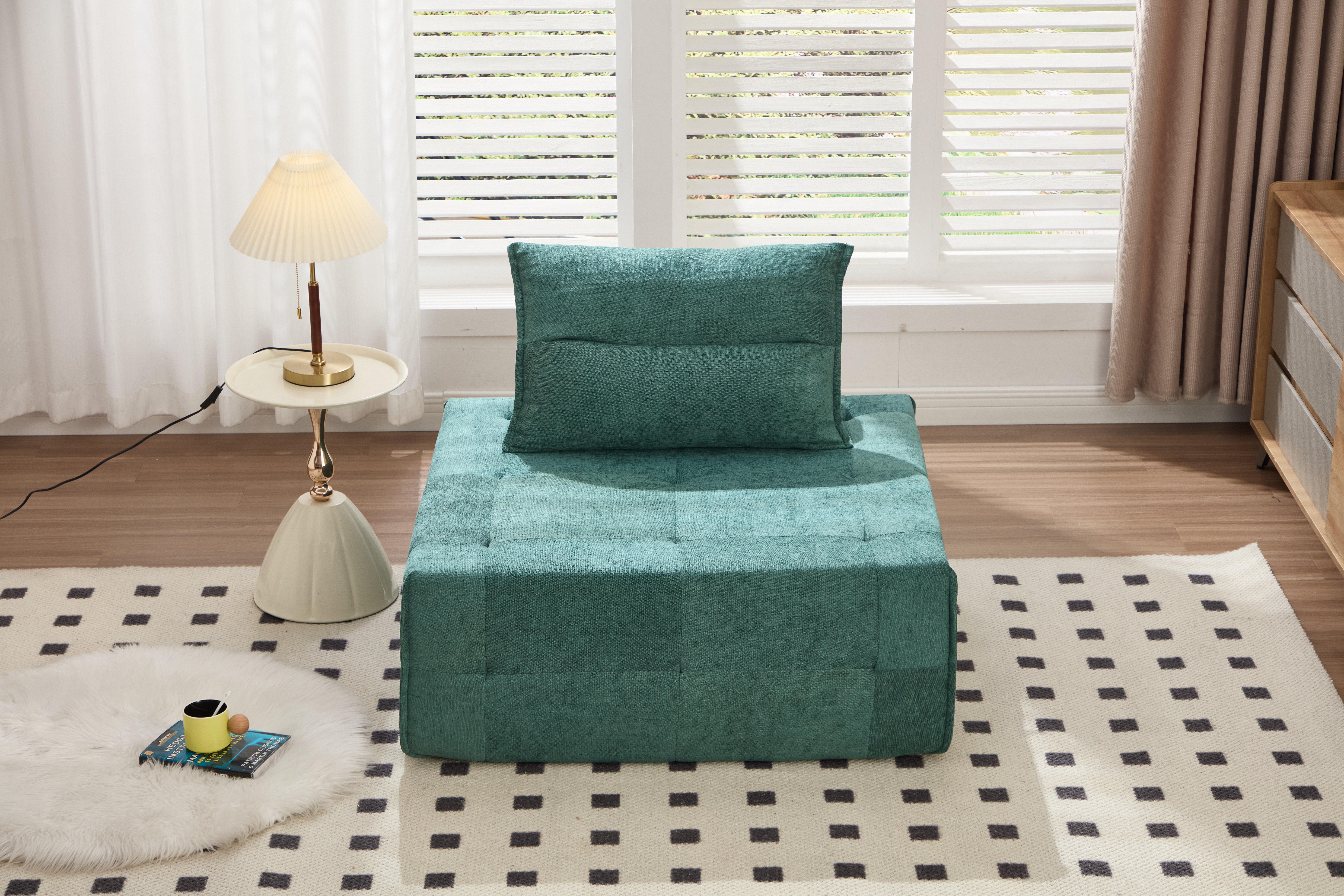 Causeuse modulaire assise profonde - Tissu chenille vert