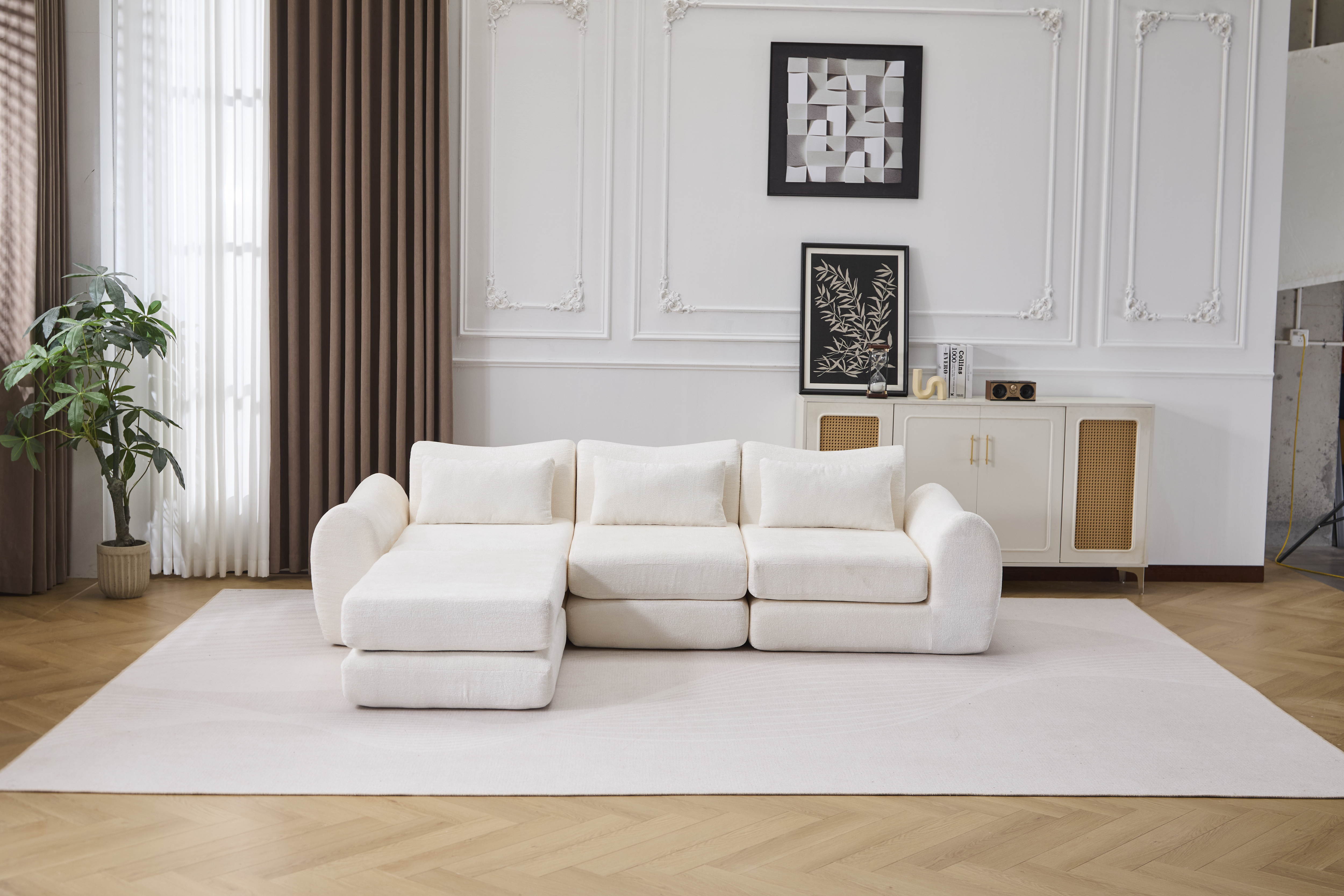 Sofa modulaire Wave chenille expansion instantanée blanc