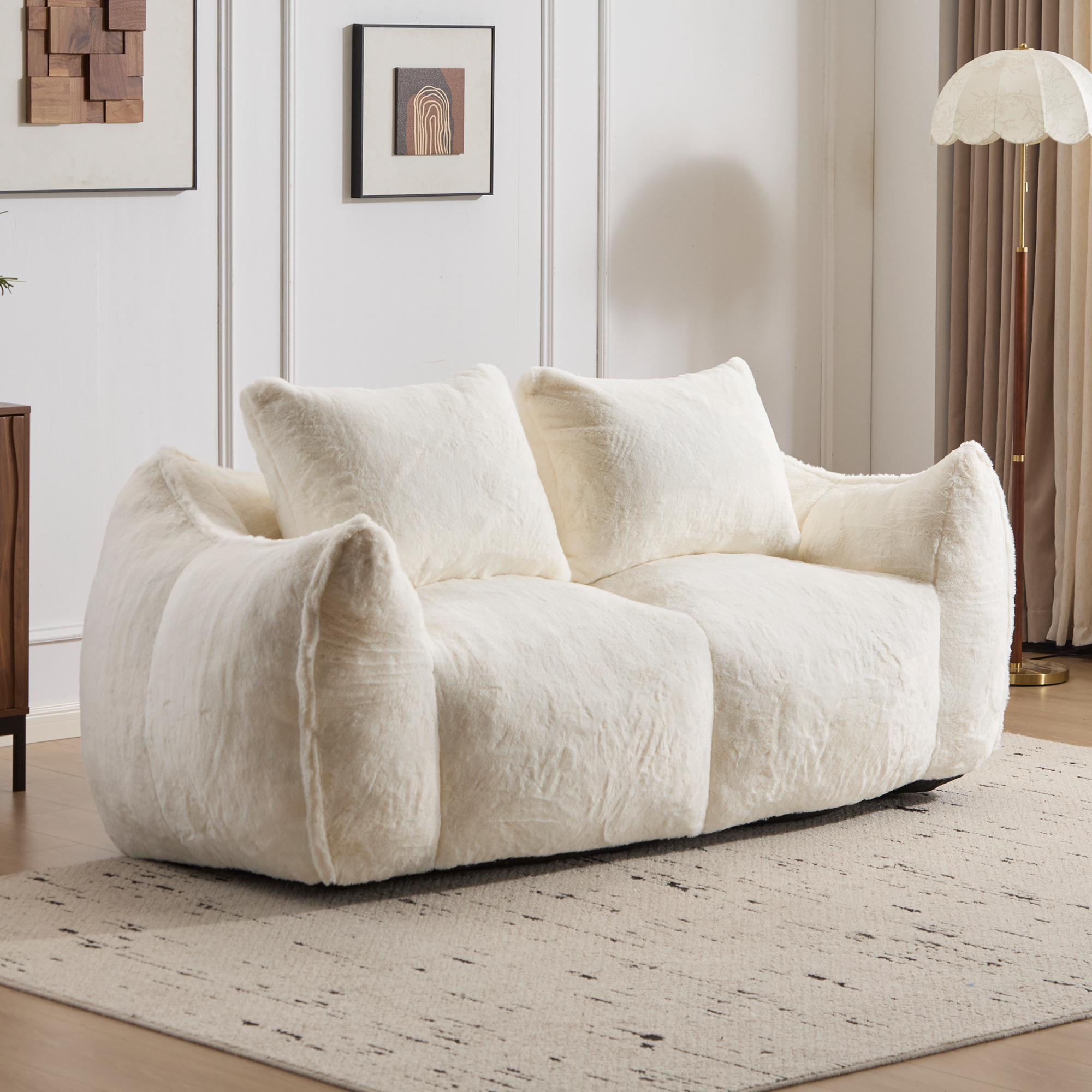 Fauteuil poire géant blanc, canapé adultes, très doux