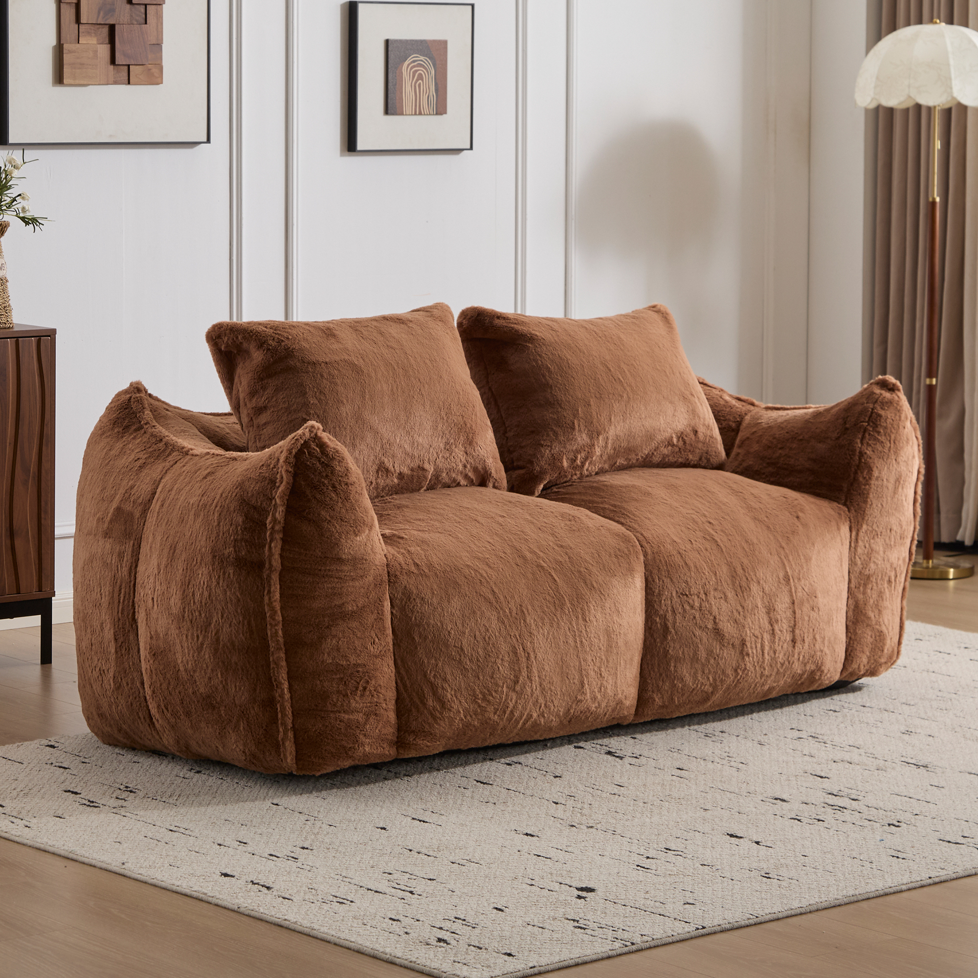 Géant pouf canapé adultes brun ultra doux