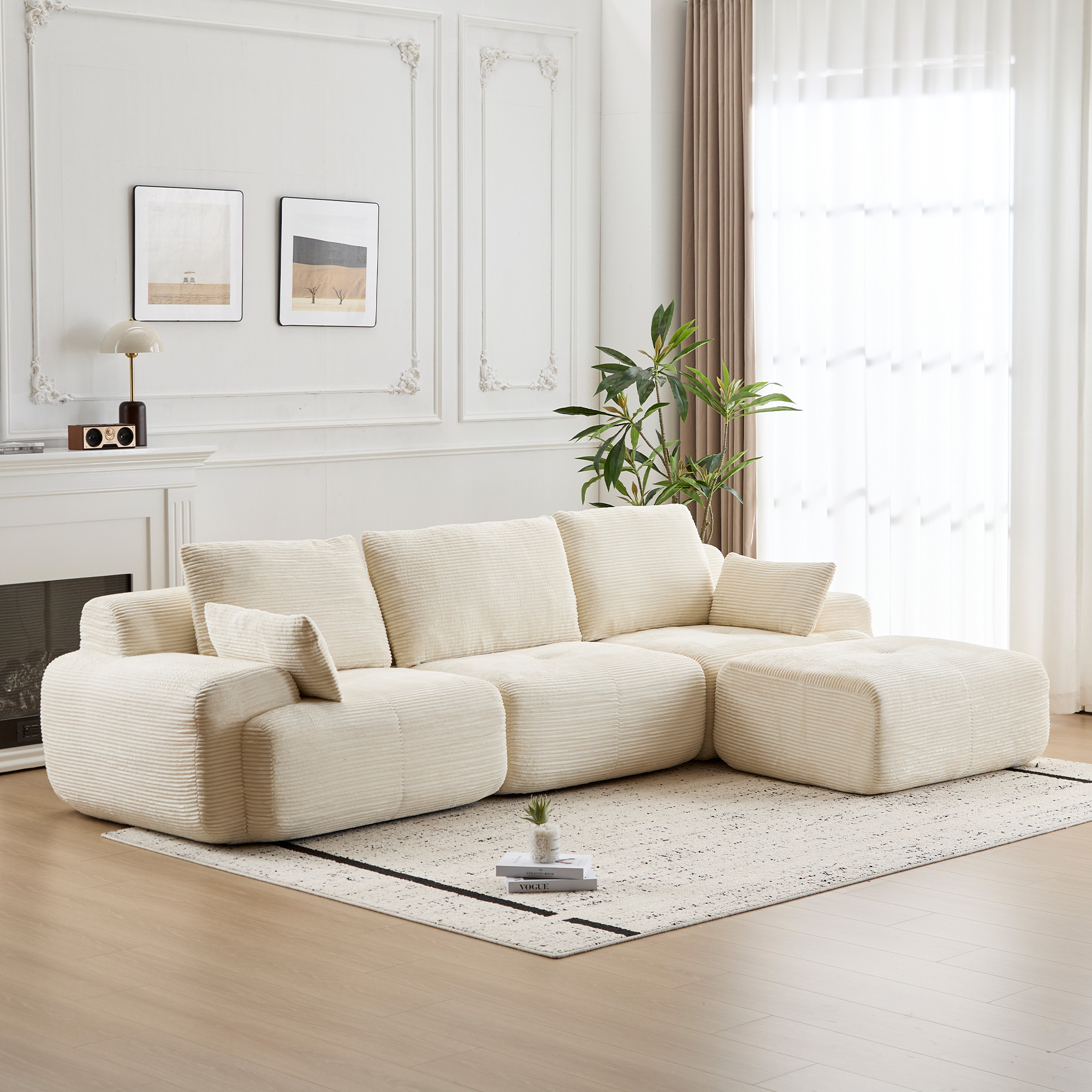 Causeuse modulaire Cloud mémoire mousse extra profonde, beige