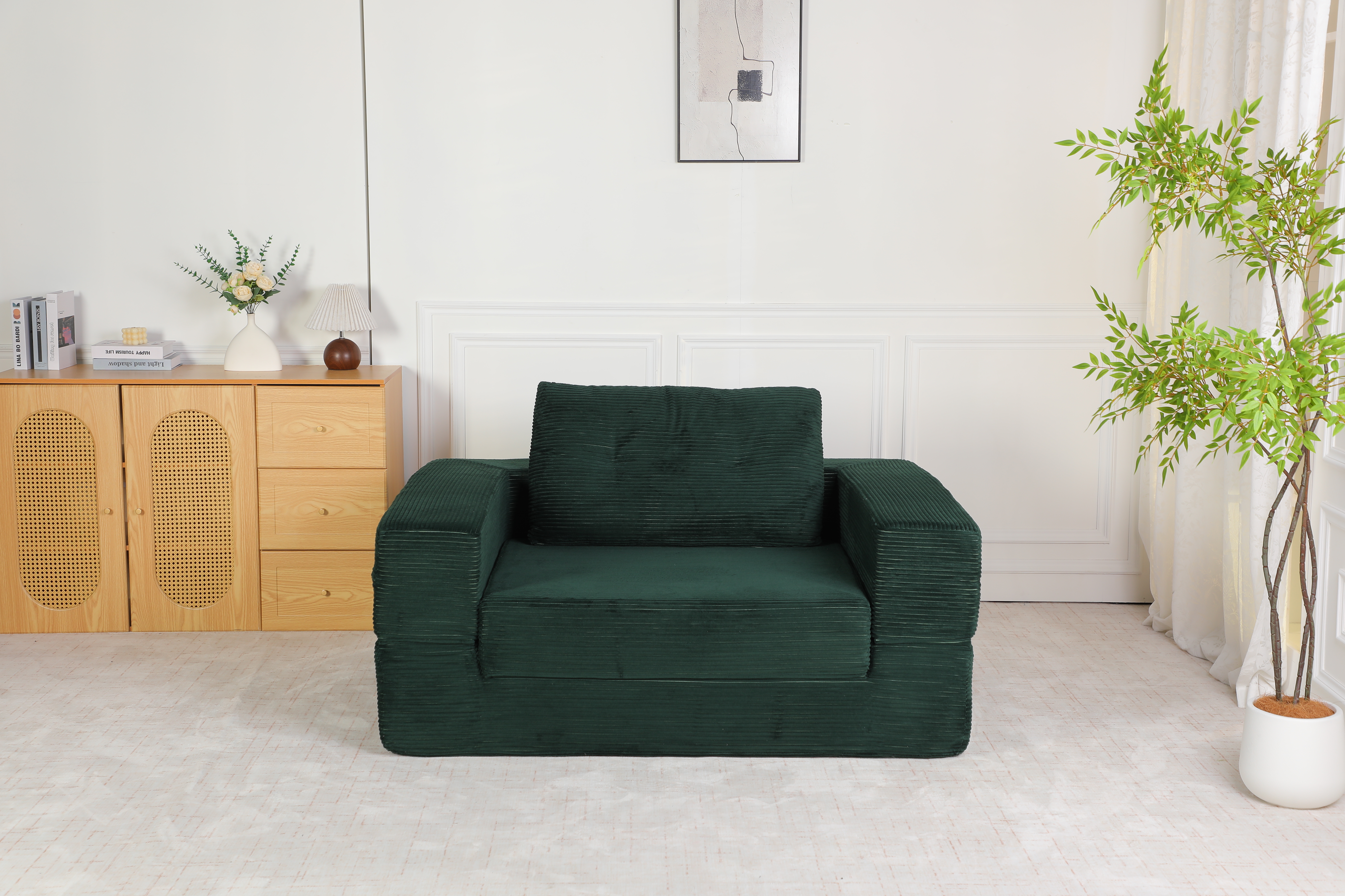 Canapé-lit compression pour humains et animaux, vert foncé, sans assemblage