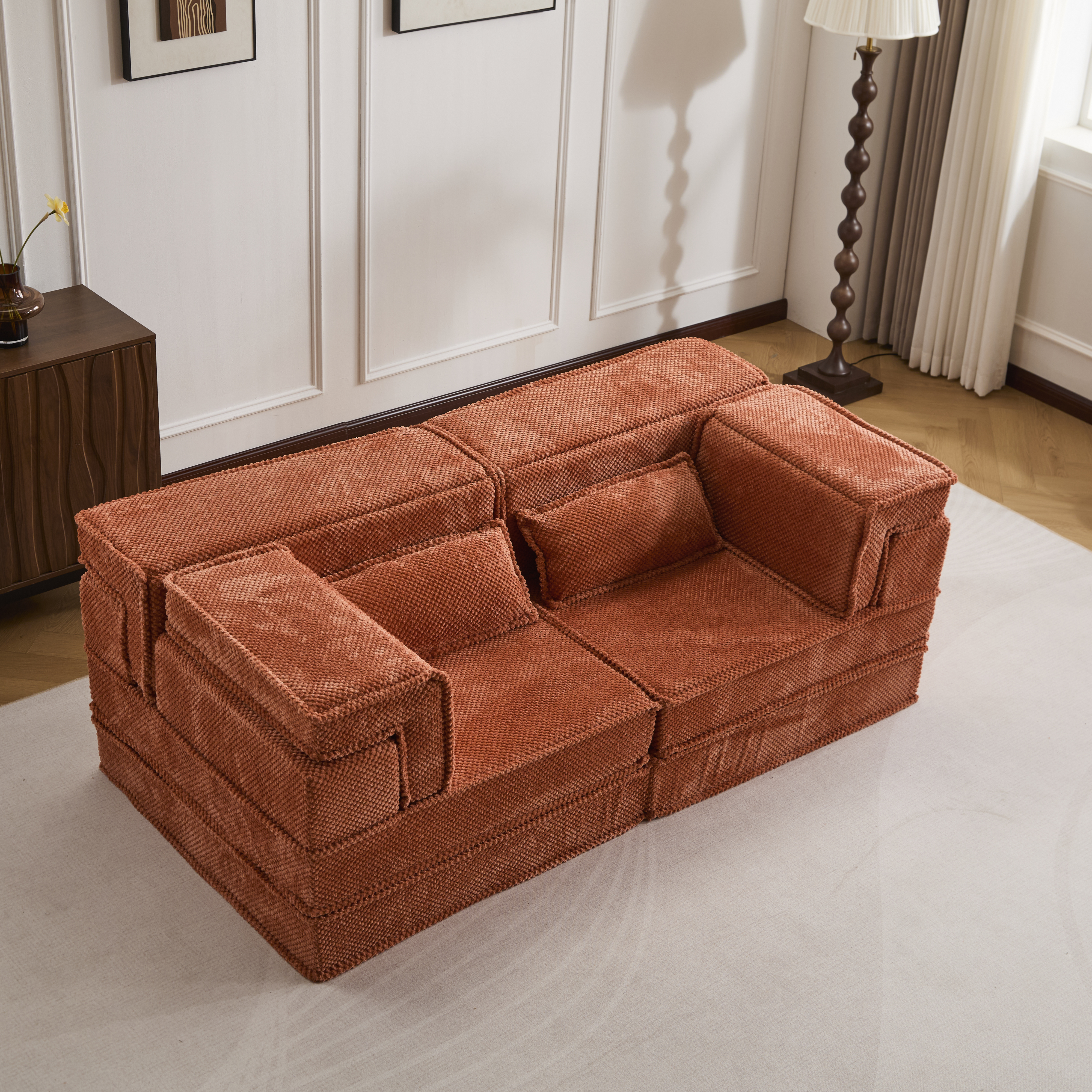 Sofa compression convertible sans assemblage polaire orange loveseat