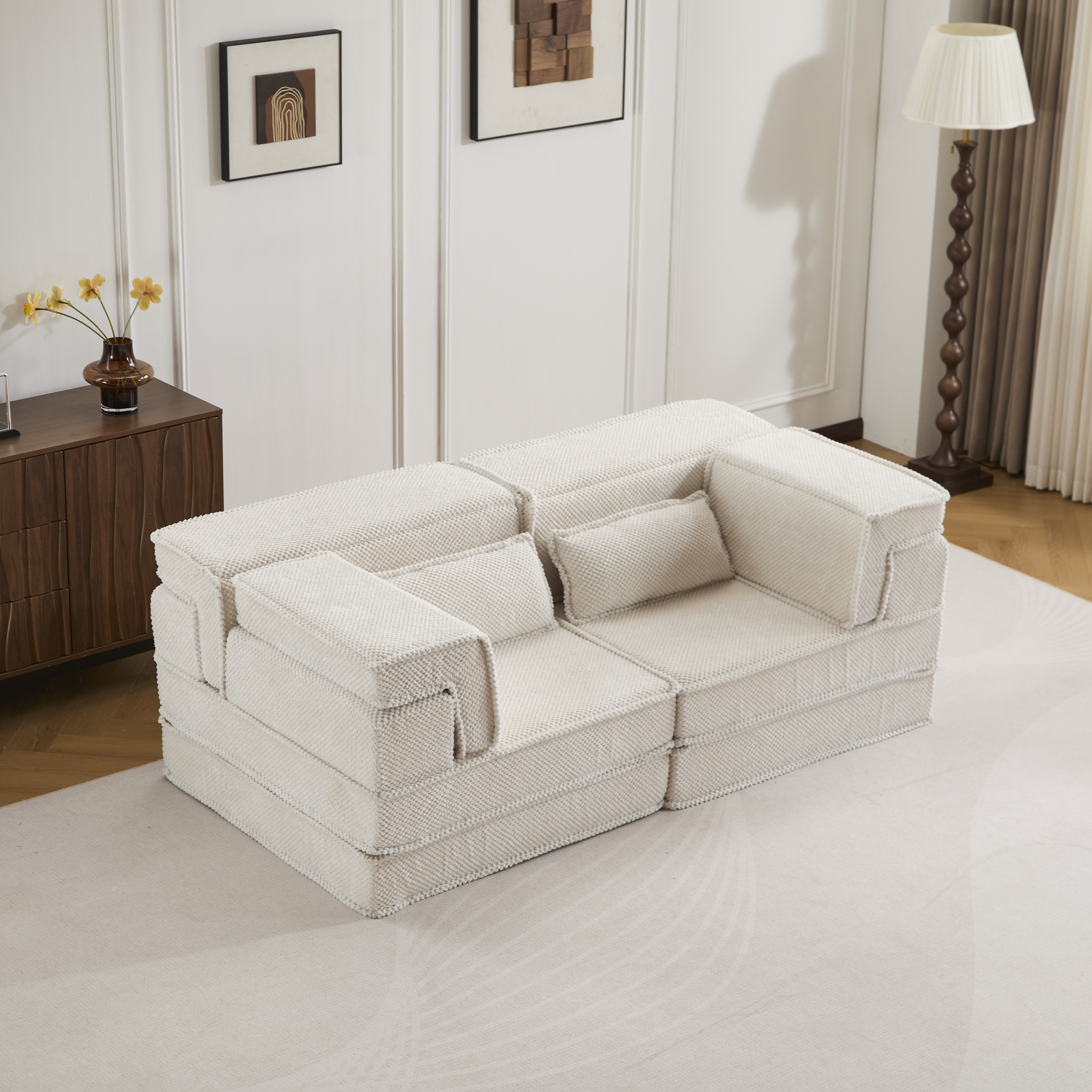 Causeuse mahjong convertible blanc polaire